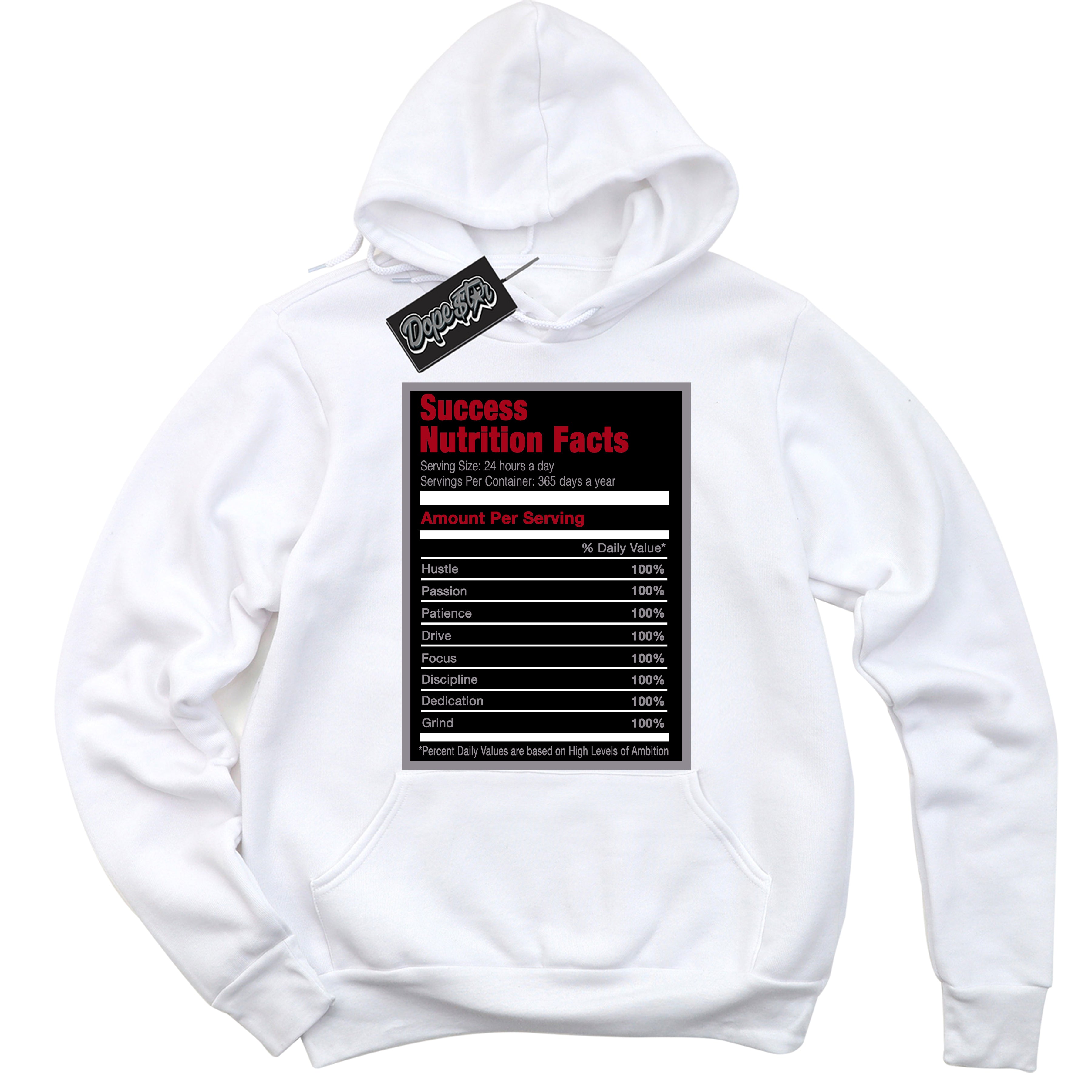 Cool White Hoodie with “ Success Nutrition ”  design that Perfectly Matches Bred Reimagined 4s Jordans.