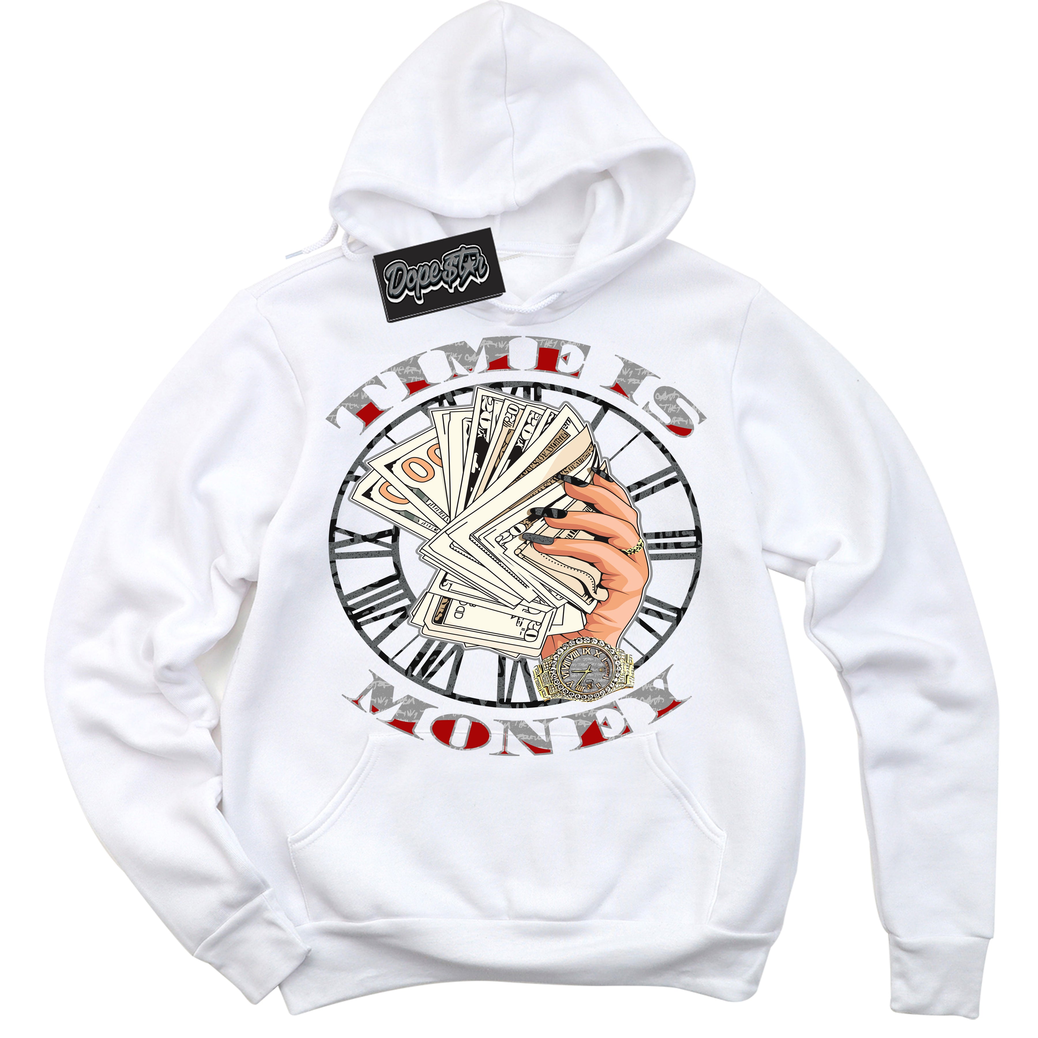 Cool White Hoodie with “ Time Is Money ”  design that Perfectly Matches Rebellionaire 1s Sneakers.