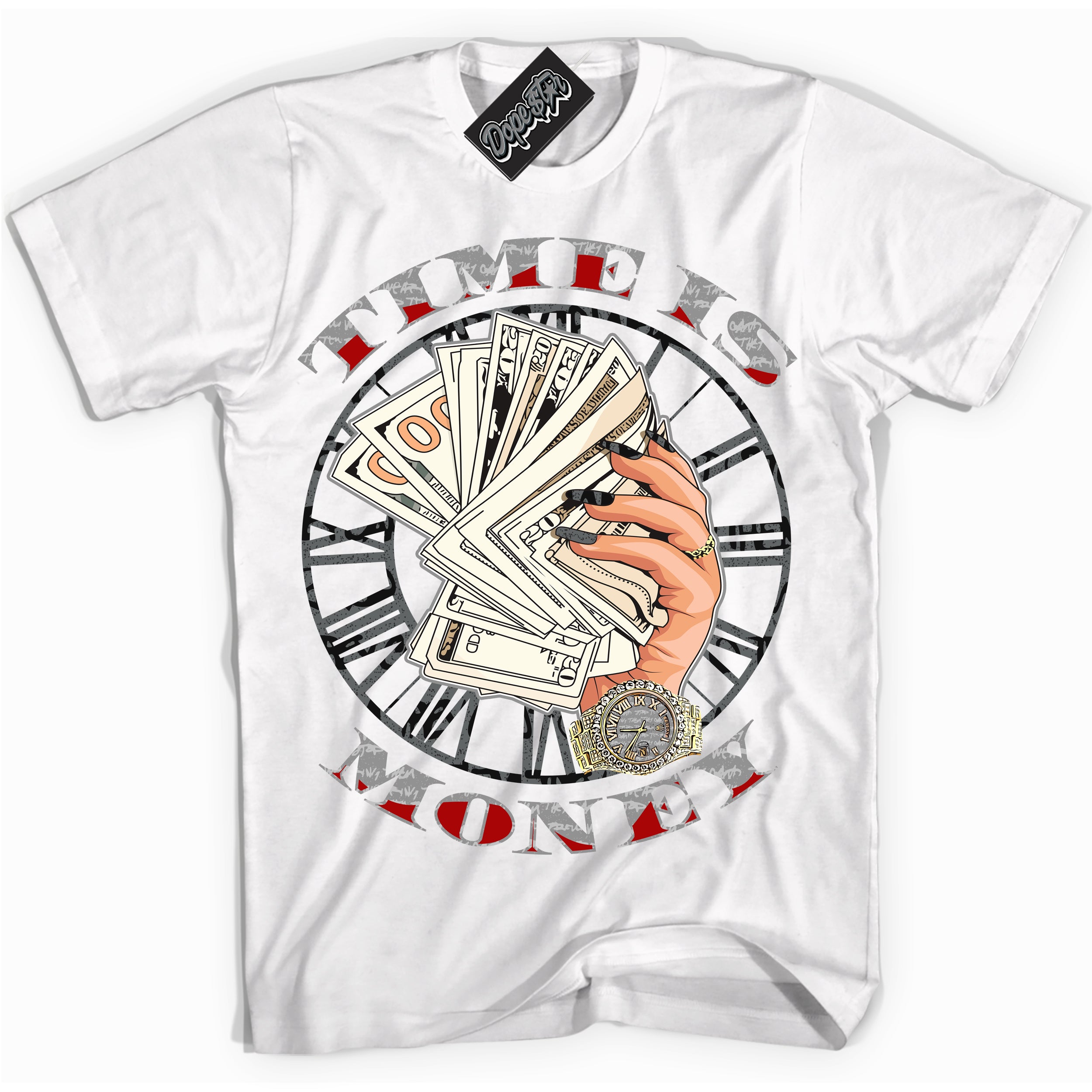 Cool White Shirt with “ Time Is Money ” design that perfectly matches Rebellionaire 1s Sneakers.