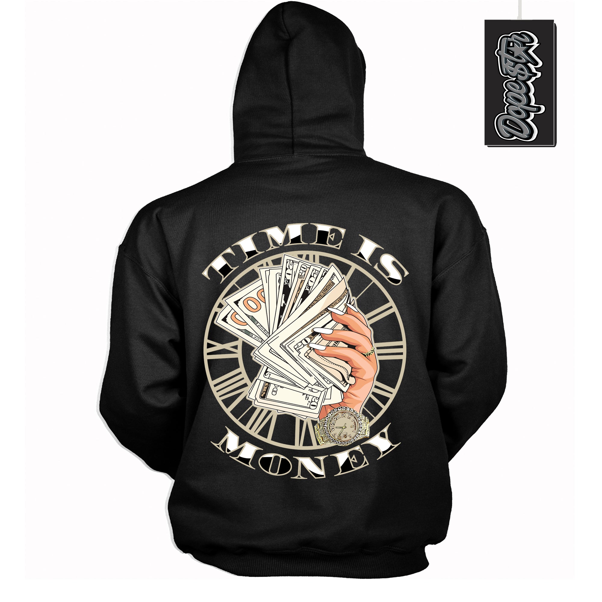 Cool Black Hoodie with “ Time Is Money ”  design that Perfectly Matches  Gratitude 11s Sneakers.