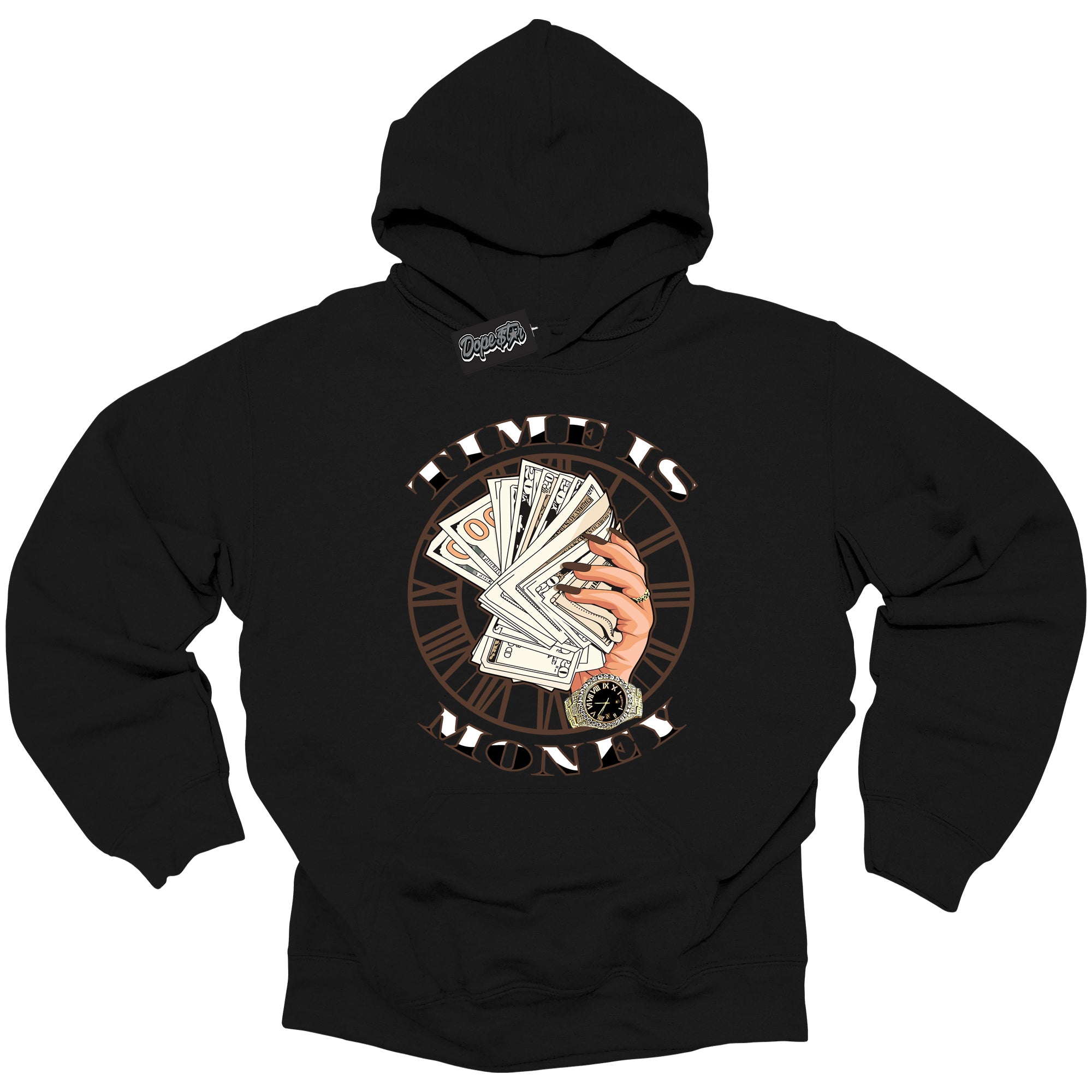 Cool Black Graphic Dope`Star Hoodie with “ Time Is Money “ print, that perfectly matches Palomino 1s sneakers