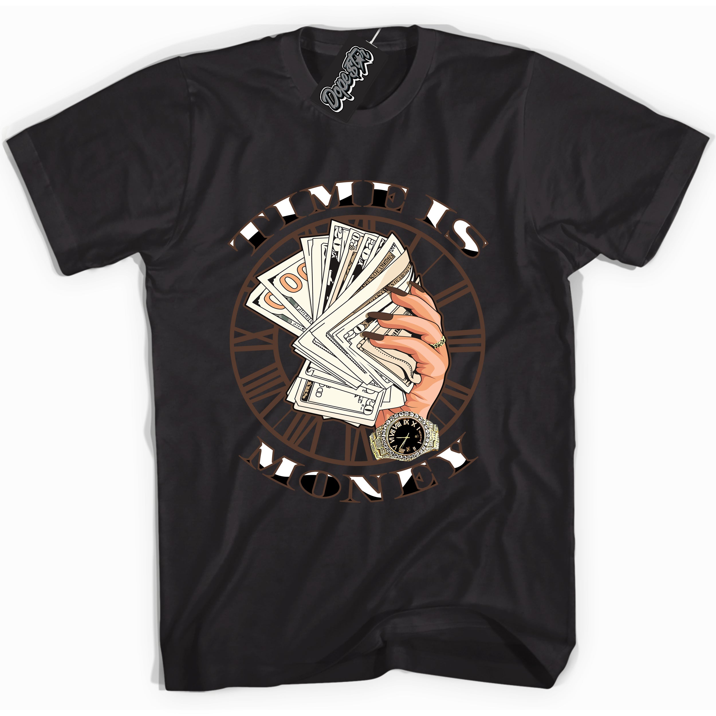 Cool Black graphic tee with “ Time Is Money ” design, that perfectly matches Palomino 1s sneakers 