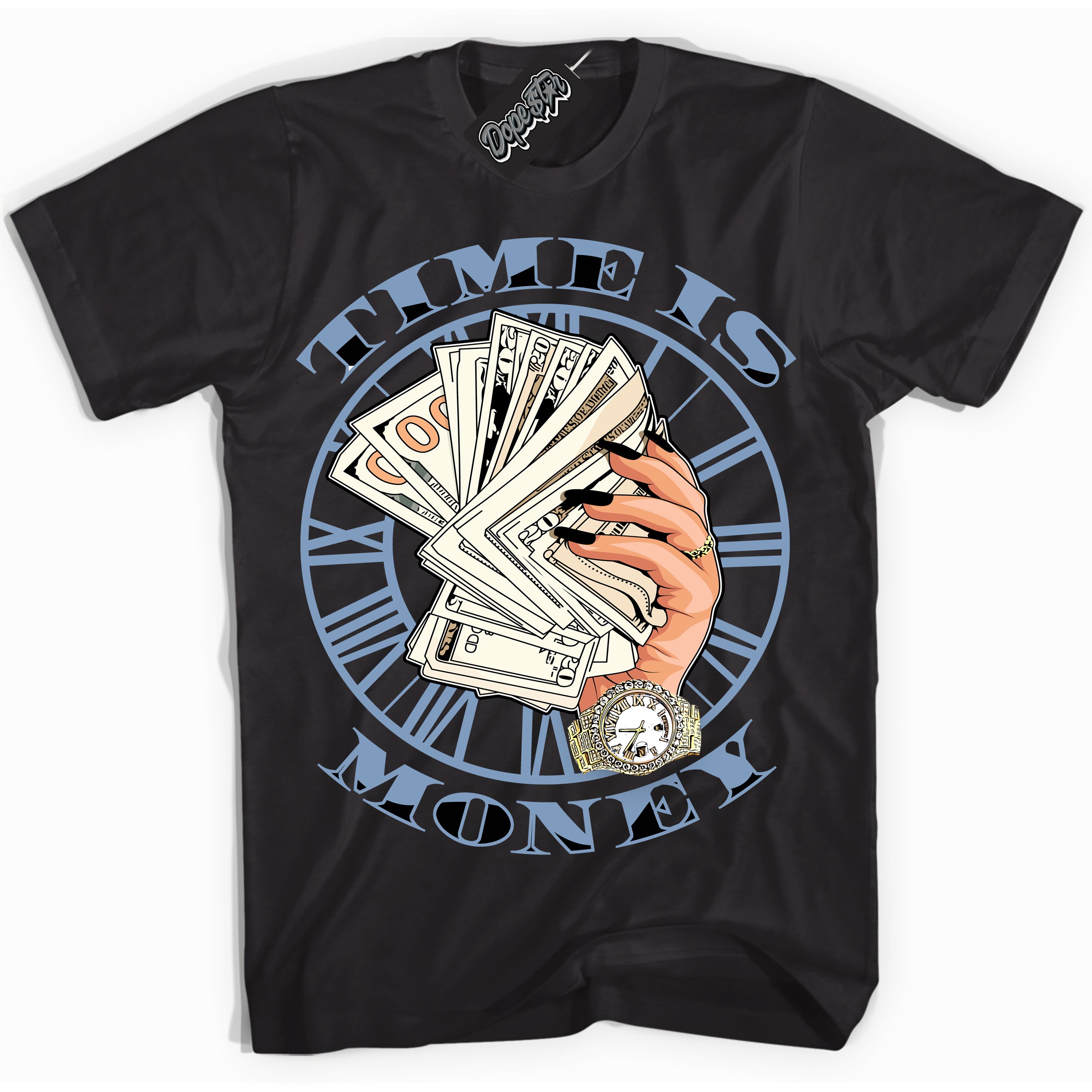 Cool Black Shirt with “ Time Is Money” design that perfectly matches Reverse Oreo 6s Sneakers.