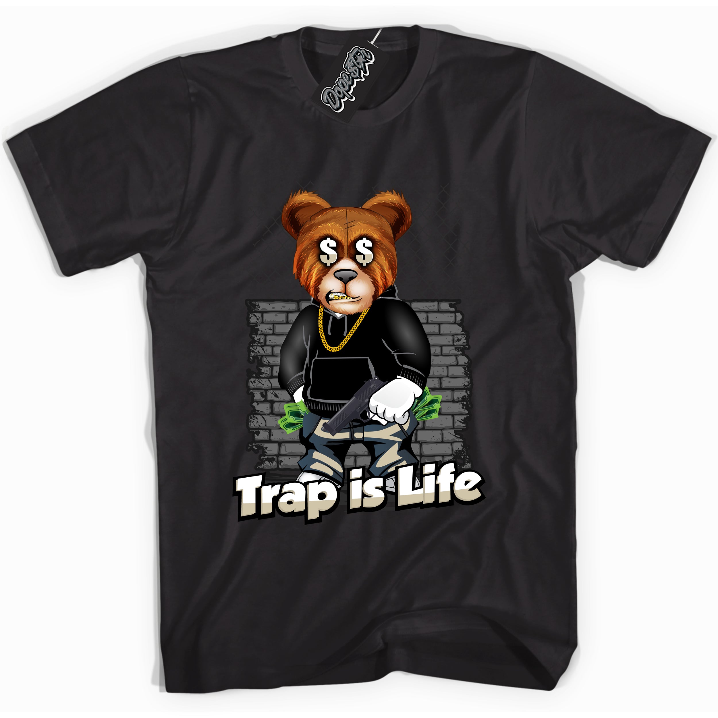 Cool Black Shirt with “ Trap Is Life” design that perfectly matches Gratitude 11s Sneakers.