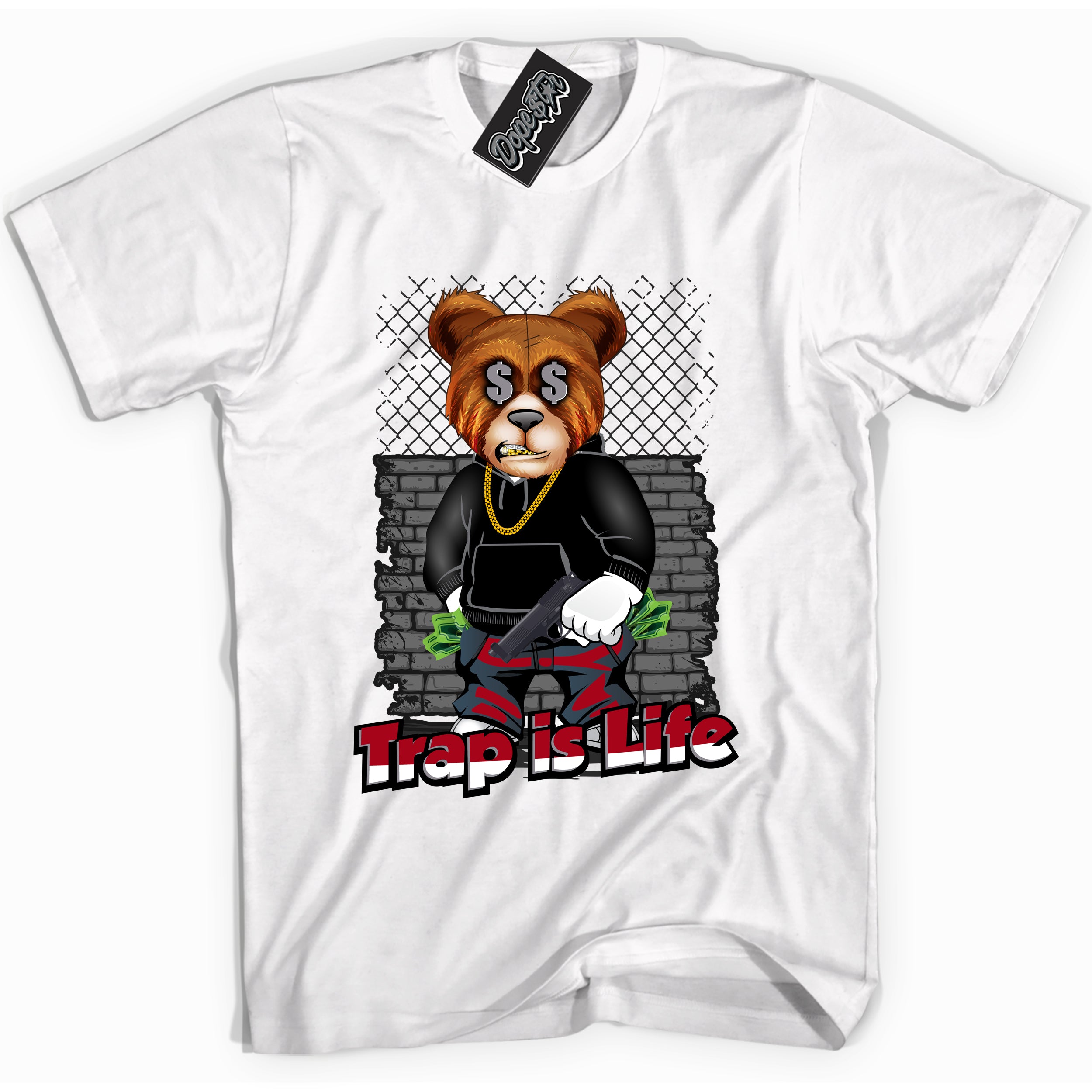 Cool White Shirt with “ Trap Is Life” design that perfectly matches Bred Reimagined 4s Jordans.