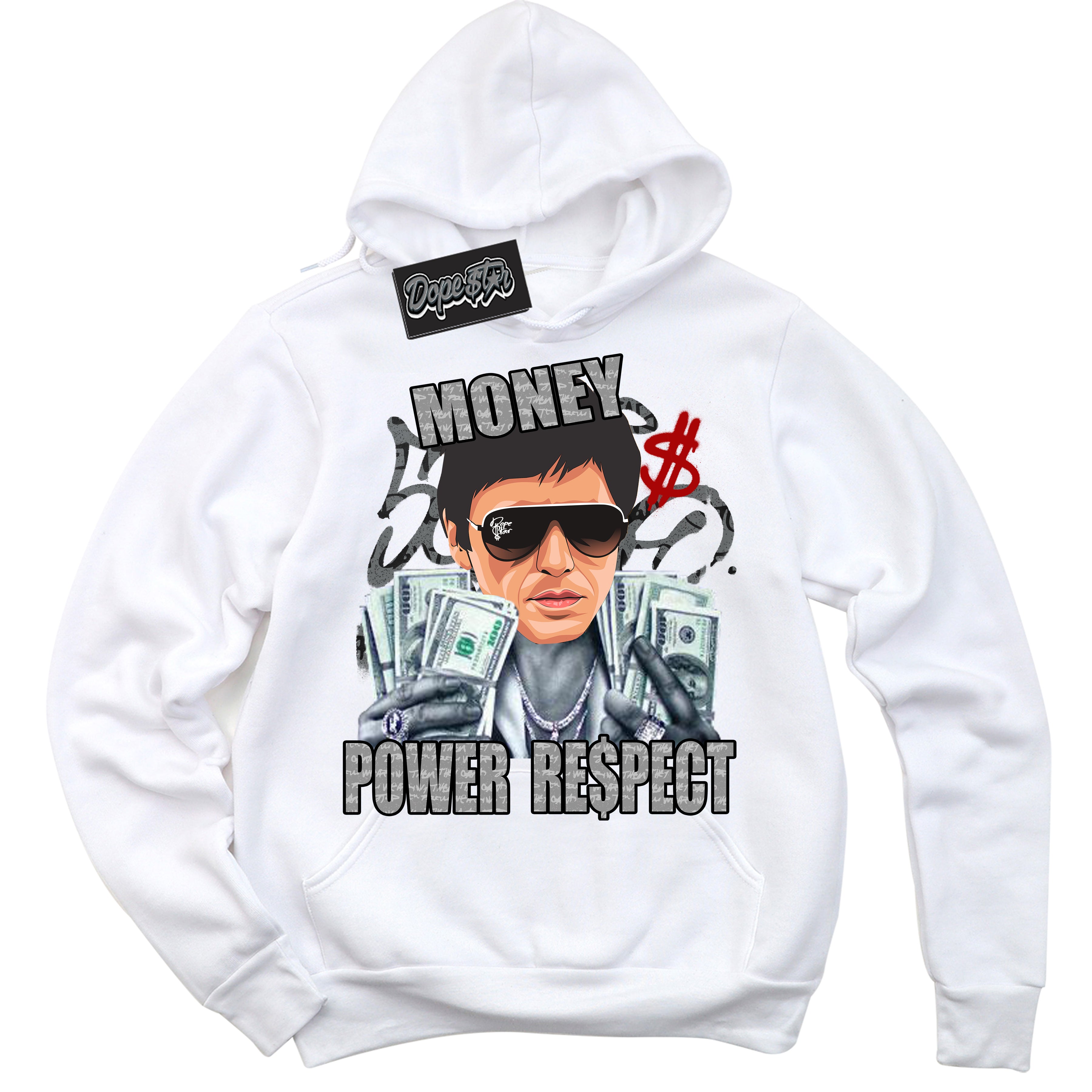 Cool White Hoodie with “ Tony Montana ”  design that Perfectly Matches Rebellionaire 1s Sneakers.