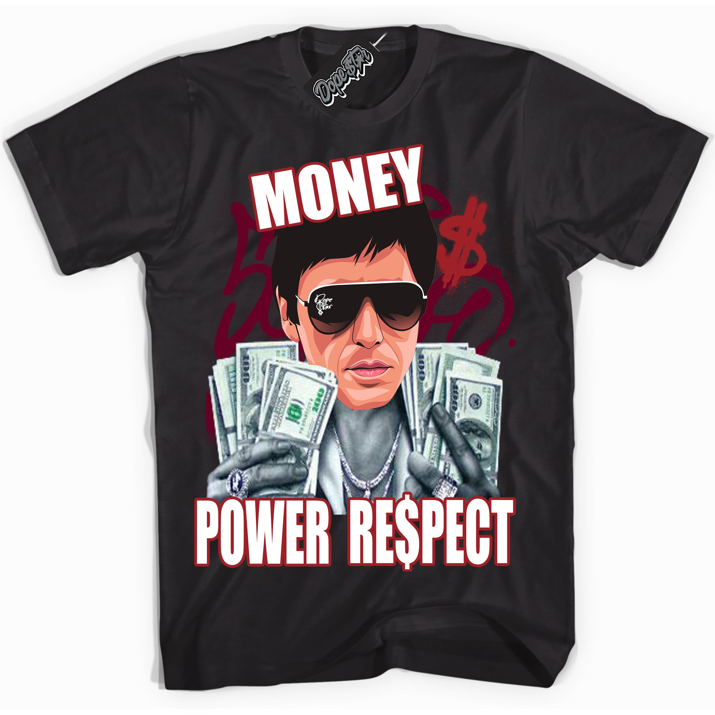 Cool Black graphic tee with “ Tony Montana ” print, that perfectly matches Lost And Found 1s sneakers 