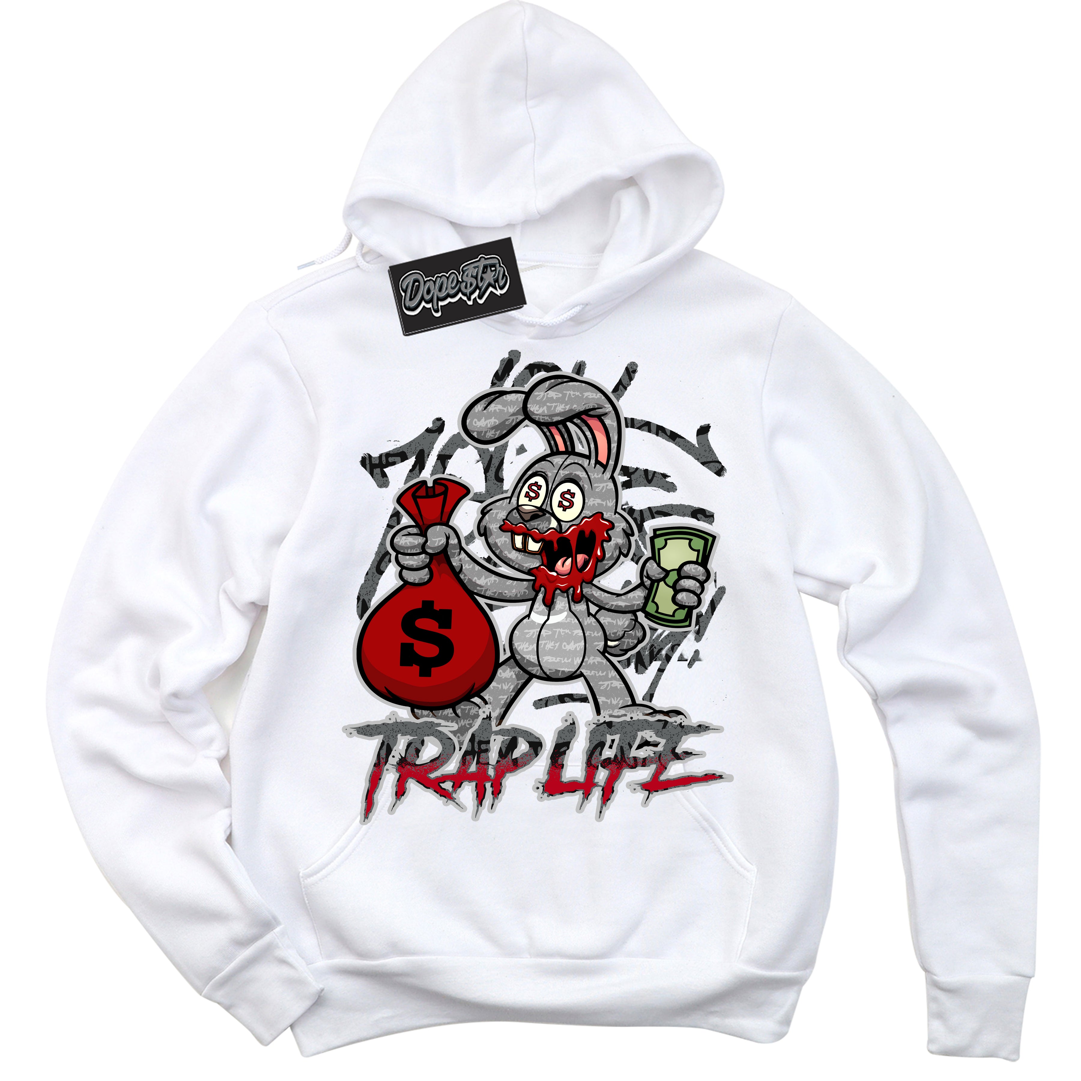 Cool White Hoodie with “ Trap Rabbit ”  design that Perfectly Matches Rebellionaire 1s Sneakers.