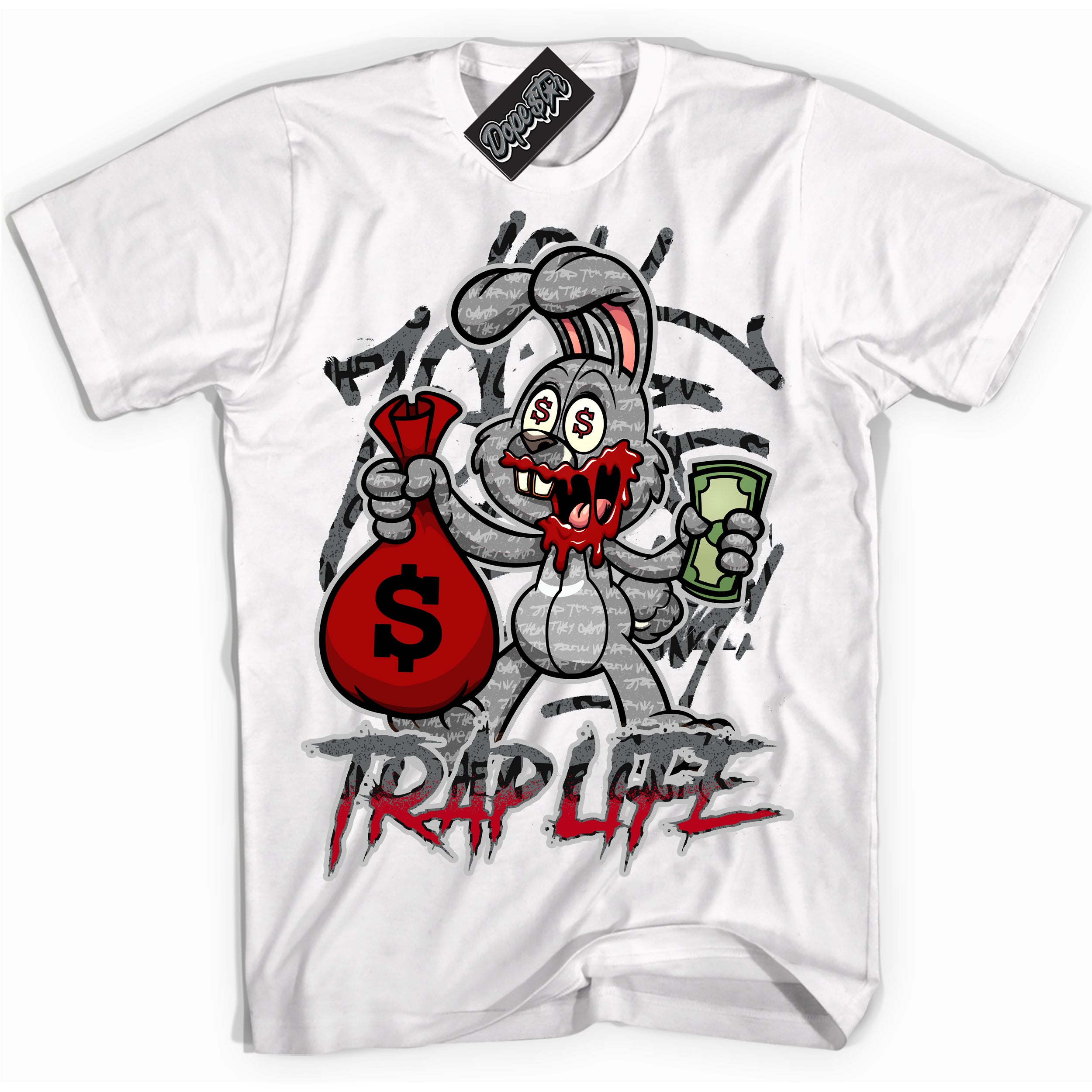 Cool White Shirt with “ Trap Rabbit ” design that perfectly matches Rebellionaire 1s Sneakers.