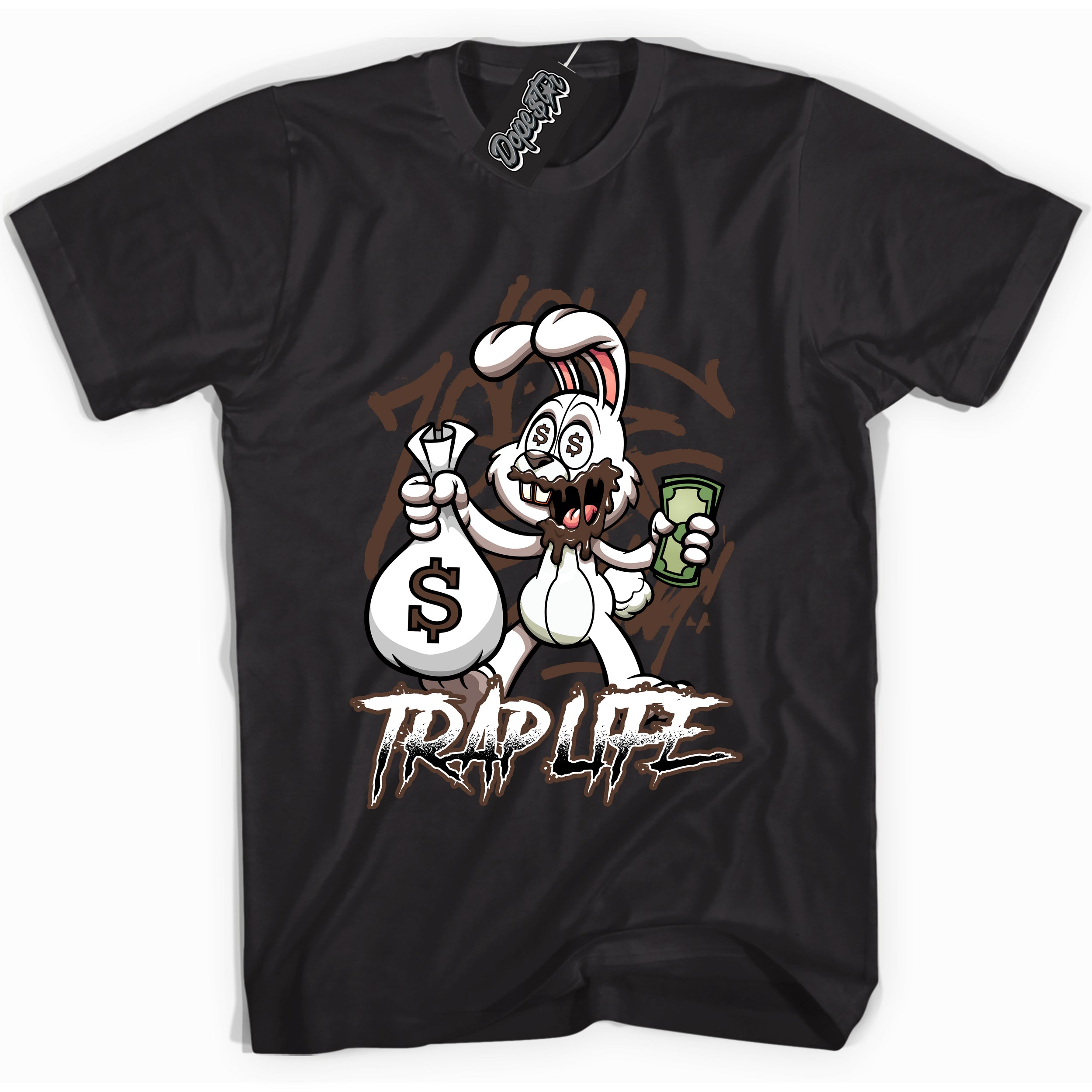 Cool Black graphic tee with “ Trap Rabbit ” design, that perfectly matches Palomino 1s sneakers 