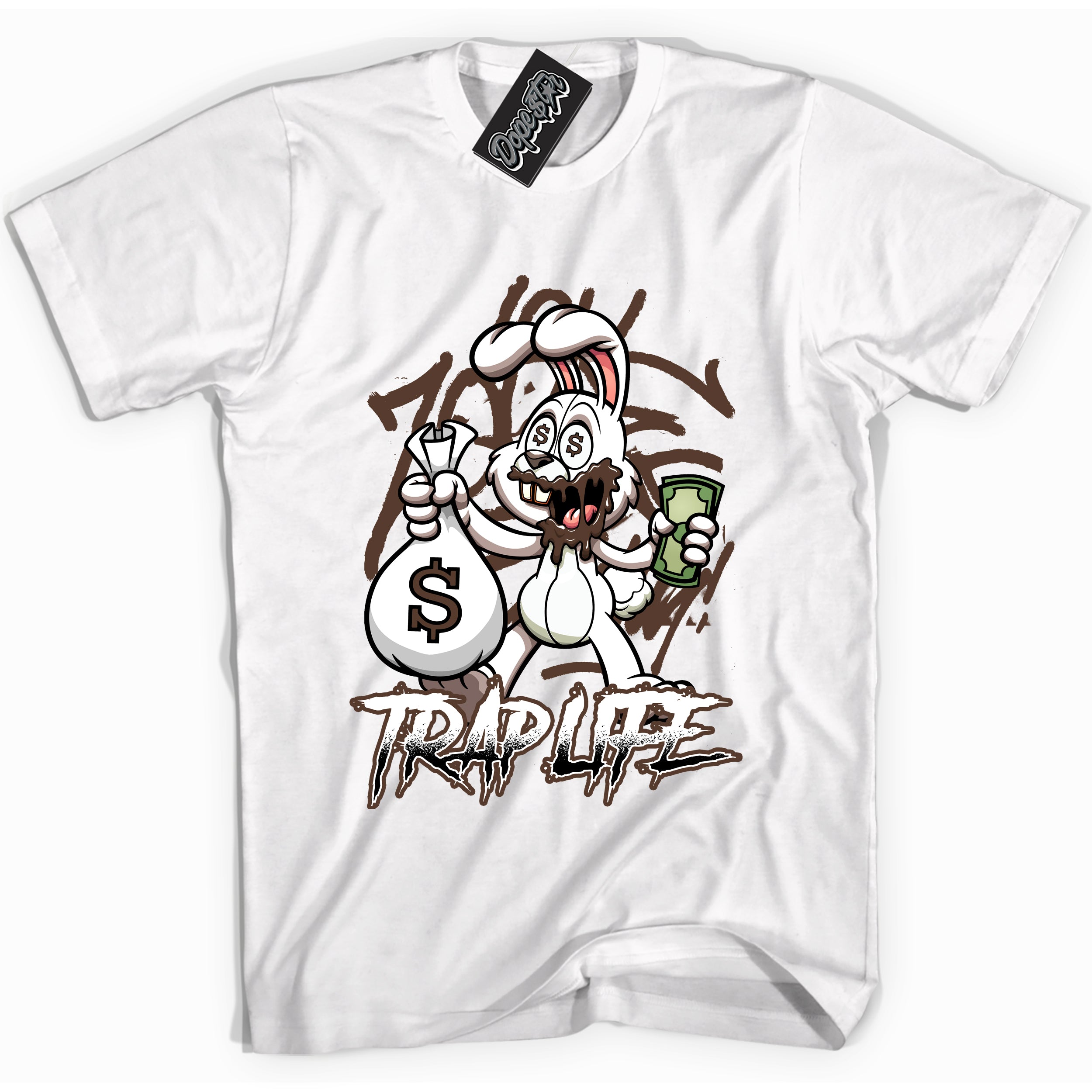 Cool White graphic tee with “ Trap Rabbit ” design, that perfectly matches Palomino 1s sneakers 