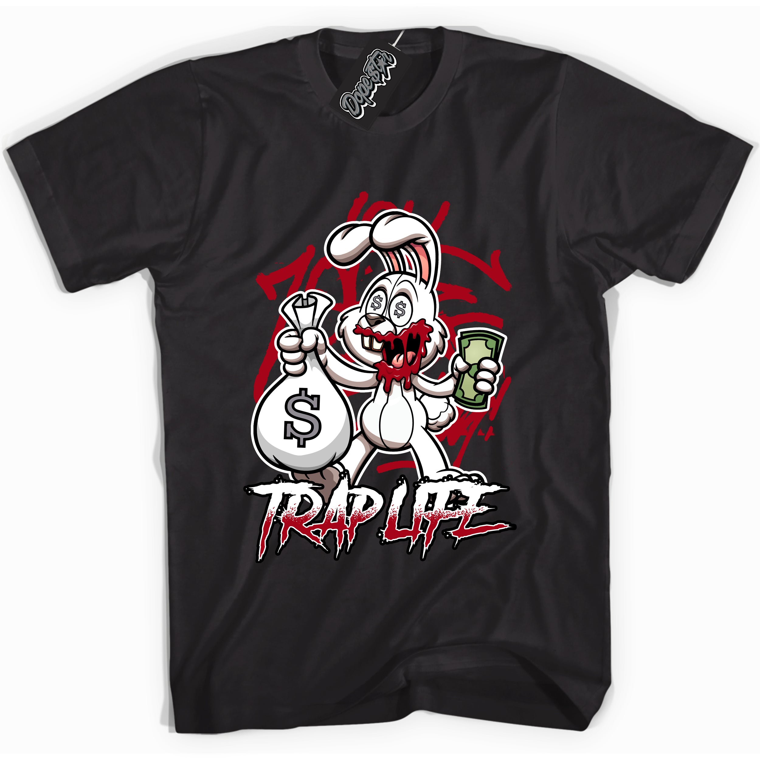 Cool Black Shirt with “ Trap Rabbit” design that perfectly matches Bred Reimagined 4s Jordans.