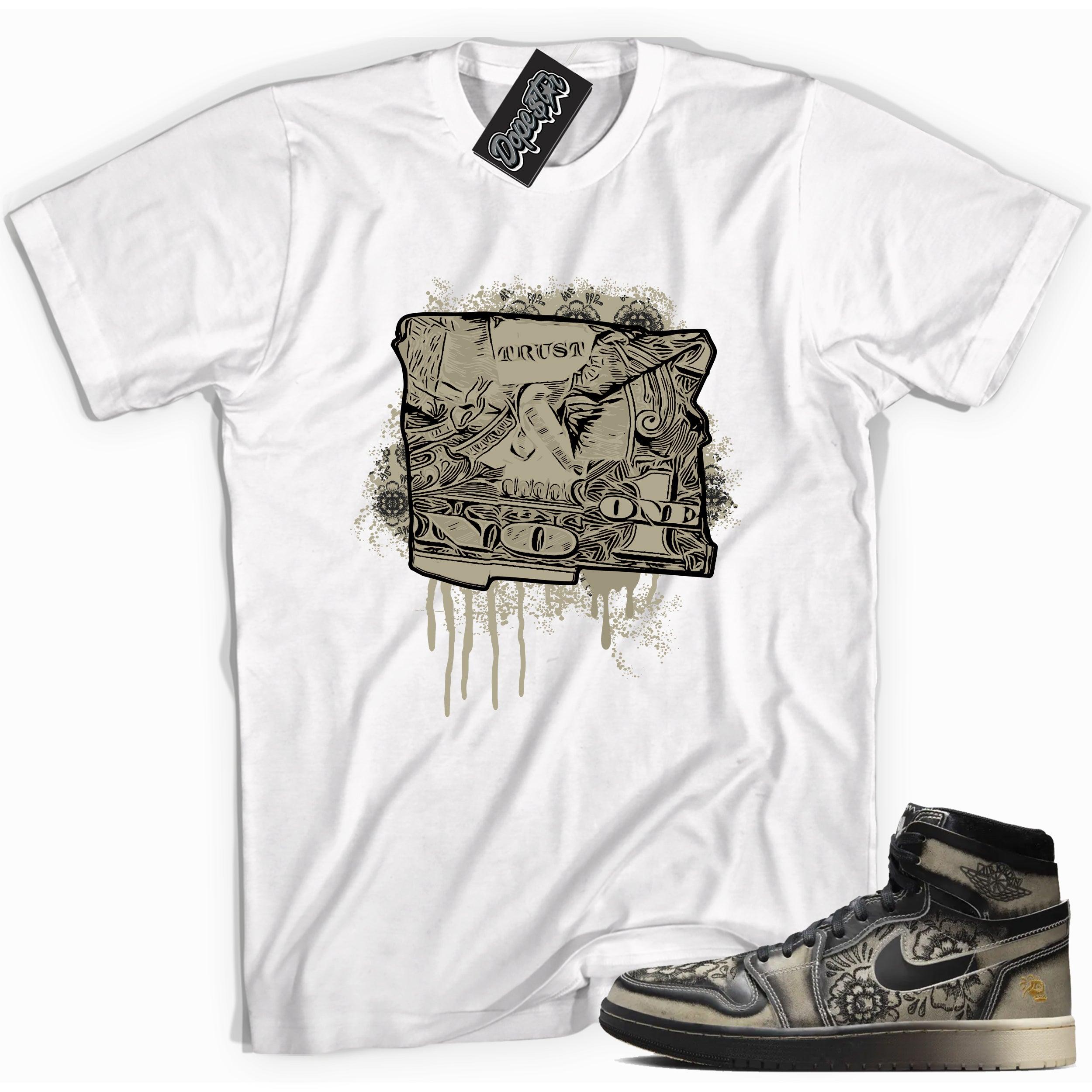 Air Jordan 1 High Zoom Comfort 2 Dia de Muertos - Trust No One Dollar - Sneaker Shirts Outlet