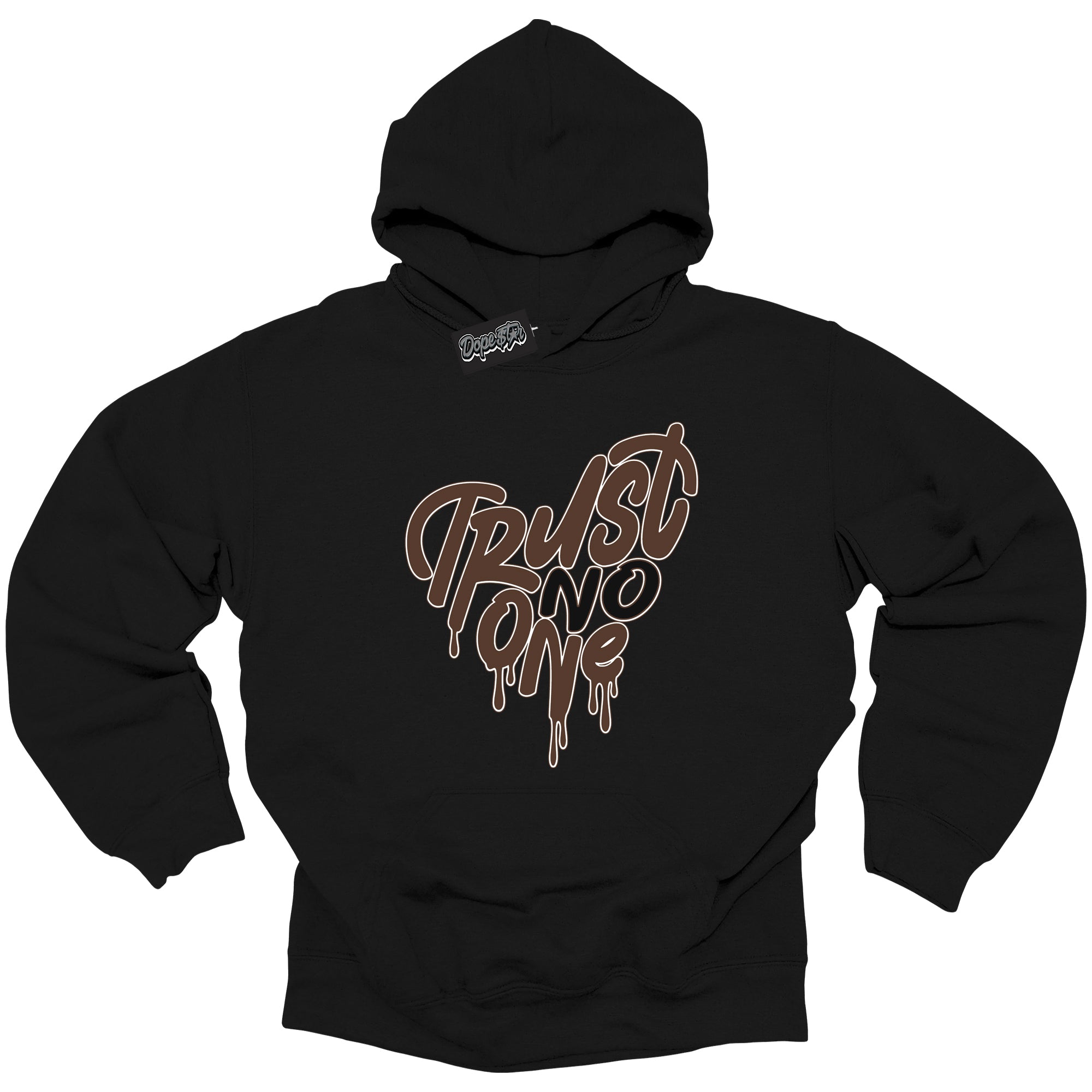 Cool Black Graphic Dope`Star Hoodie with “ Trust No One Heart “ print, that perfectly matches Palomino 1s sneakers