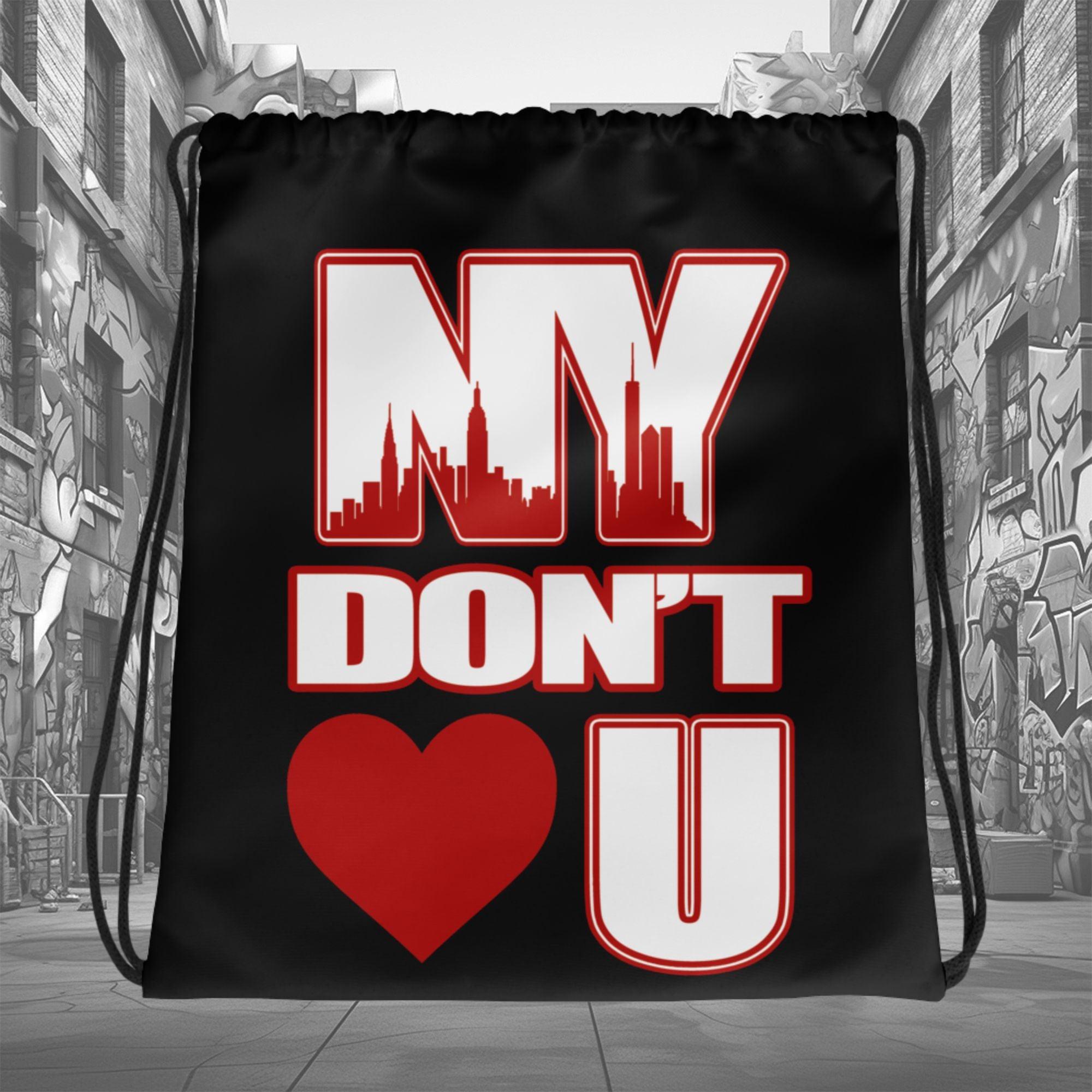 Amazing Black NY Don’t Love U Drawstring Bag Air Jordan 11 Cherry photo.