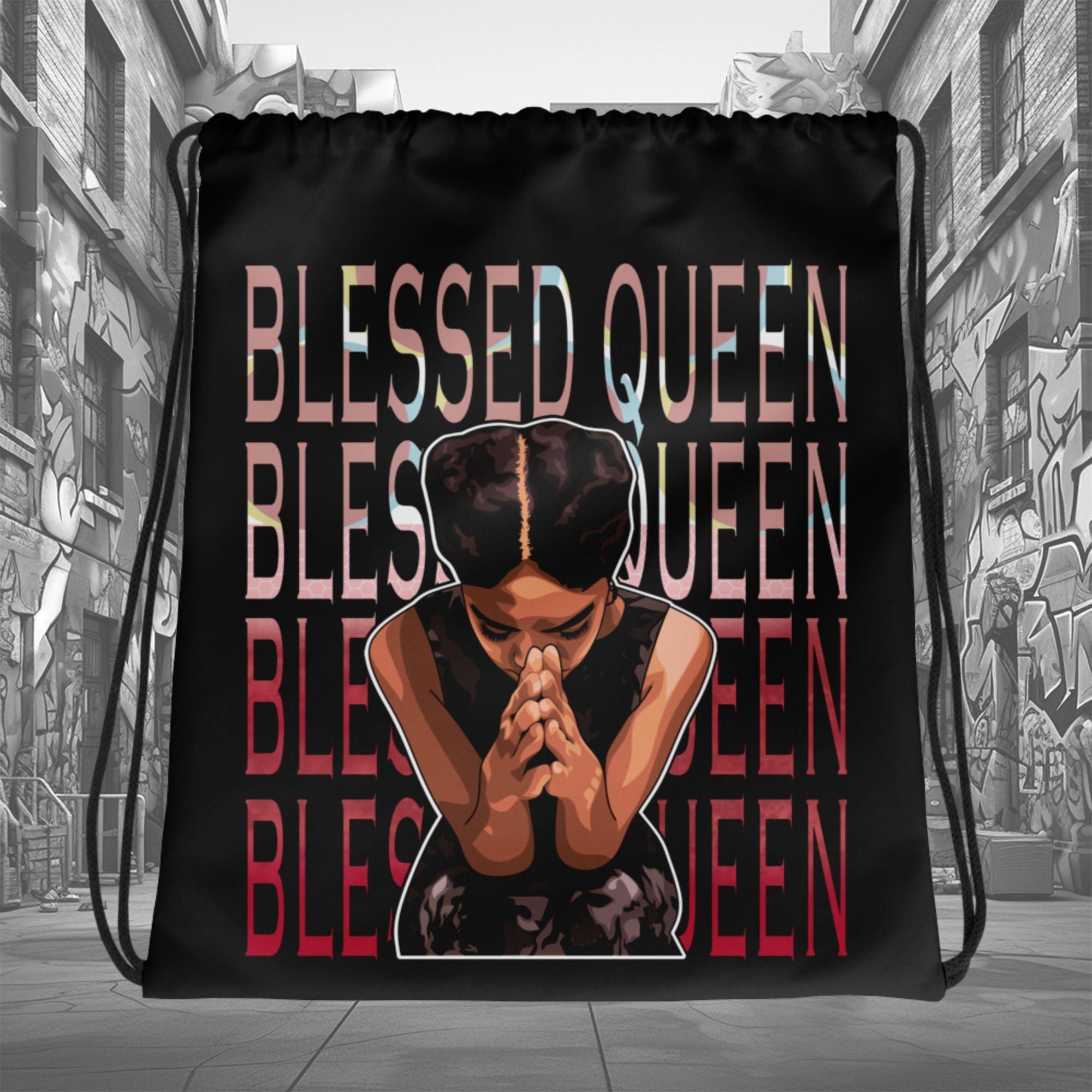 Amazing Black Blessed Queen Drawstring Bag AIR JORDAN 1 Retro High OG NEXT CHAPTER SPIDER-VERSE photo.