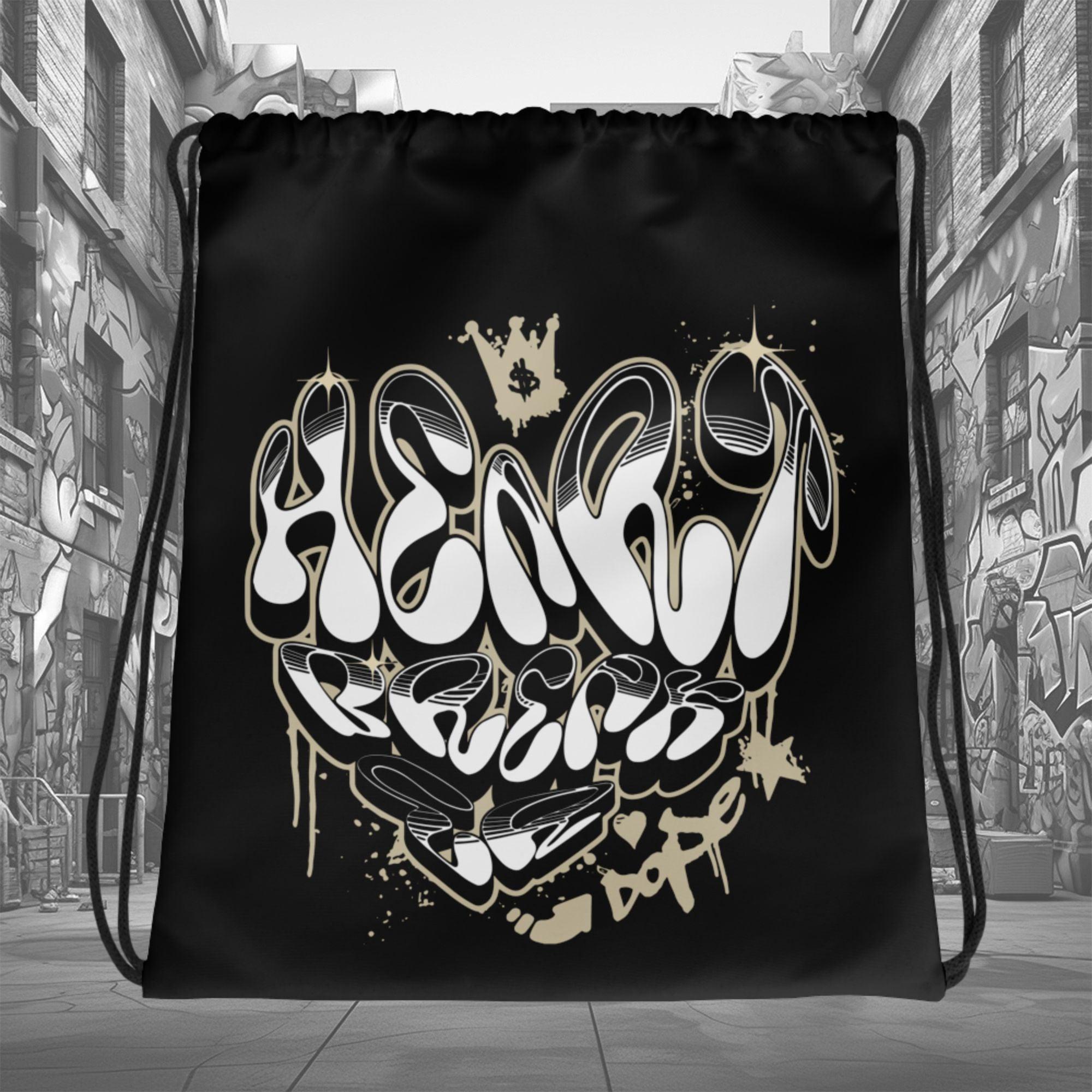Amazing Black Heartbreaker Graffiti Drawstring Bag AIR JORDAN 11 GRATITUDE photo.