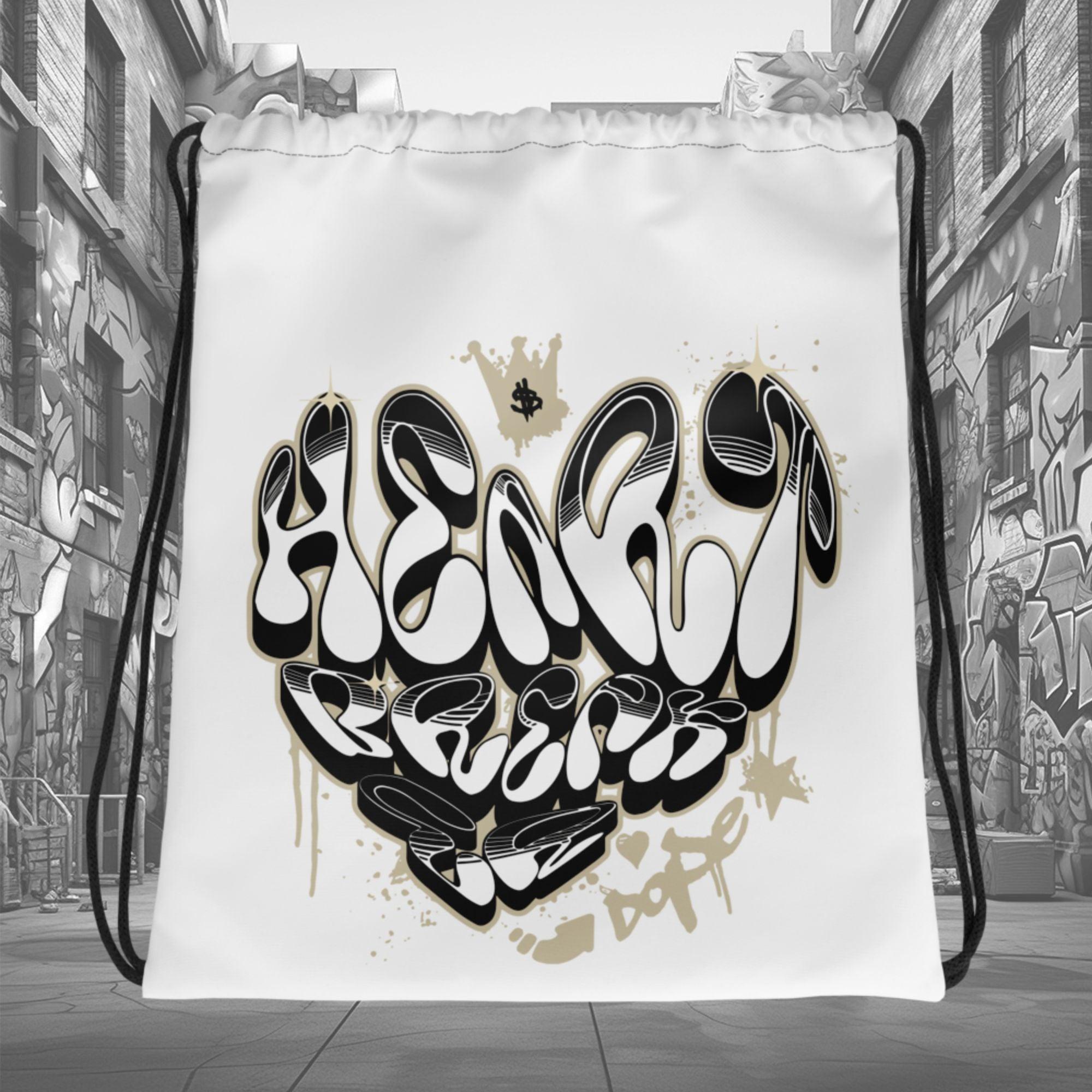 Amazing White Heartbreaker Graffiti Drawstring Bag AIR JORDAN 11 RETRO GRATITUDE photo.