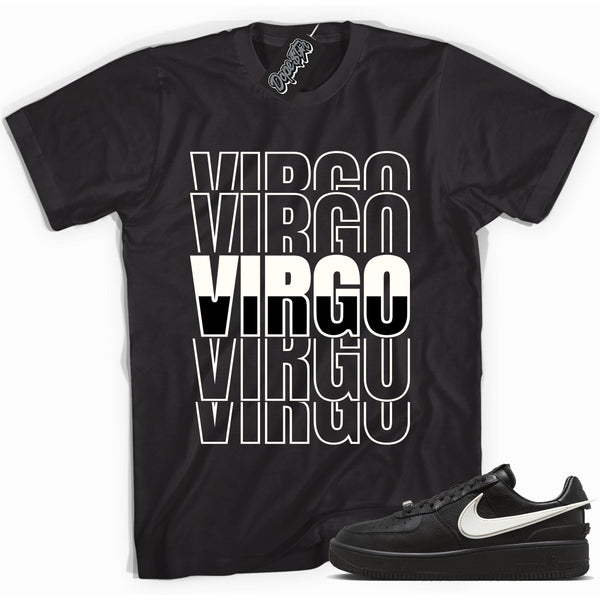 Cool black graphic tee with 'virgo' print, that perfectly matches Nike Air Force 1 Low SP Ambush Phantom sneakers.