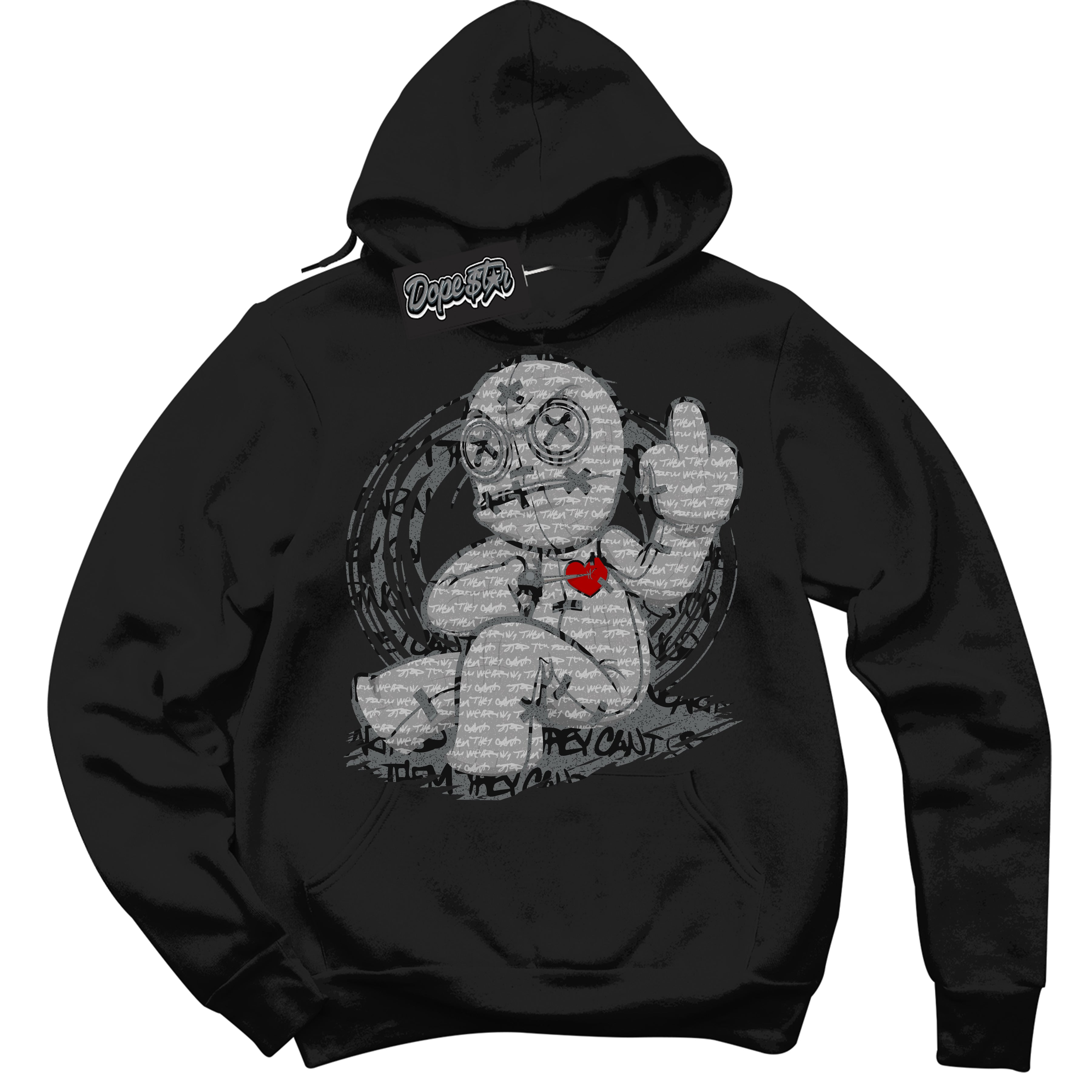 Cool Black Hoodie with “ VooDoo Doll ”  design that Perfectly Matches Rebellionaire 1s Sneakers.