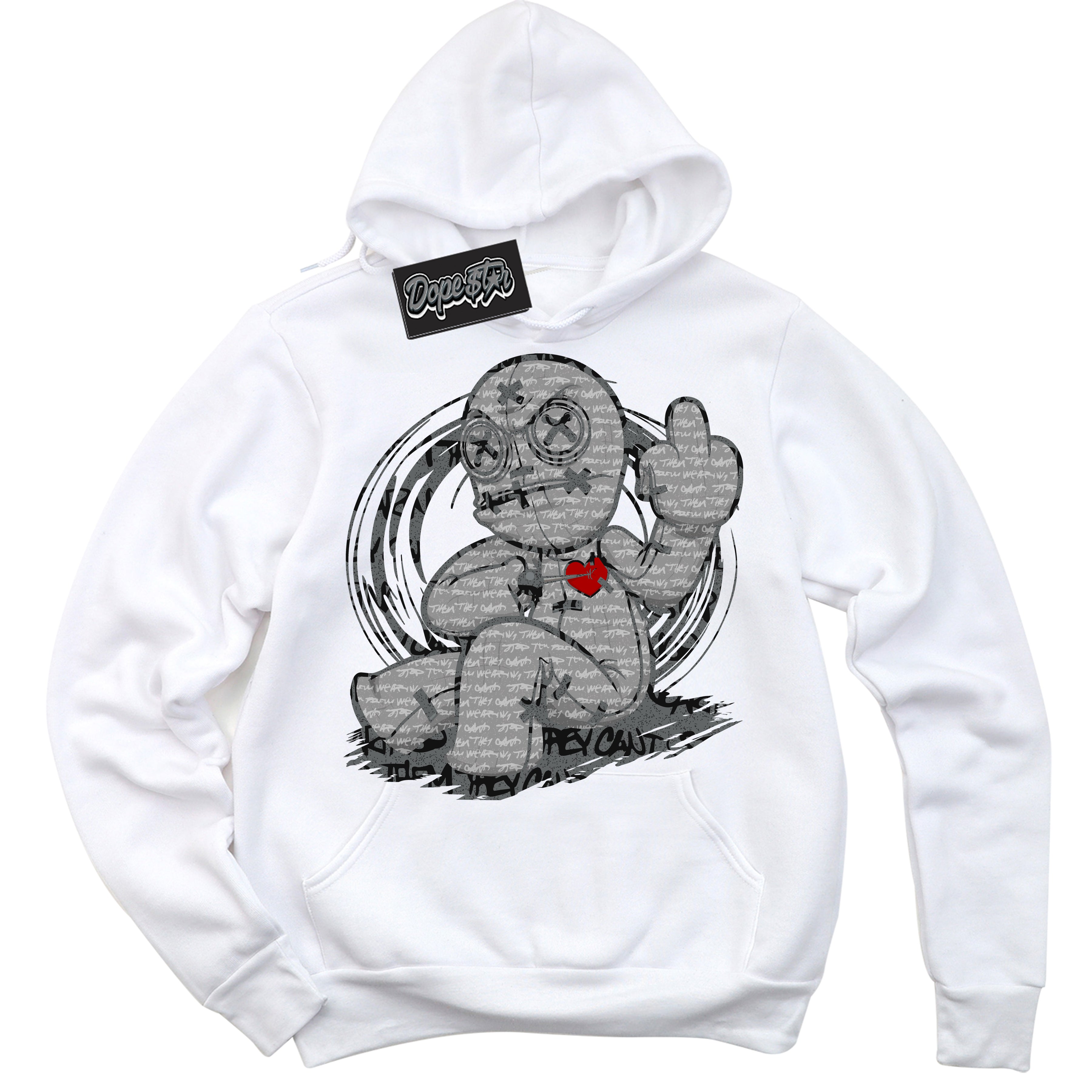 Cool White Hoodie with “ VooDoo Doll ”  design that Perfectly Matches Rebellionaire 1s Sneakers.