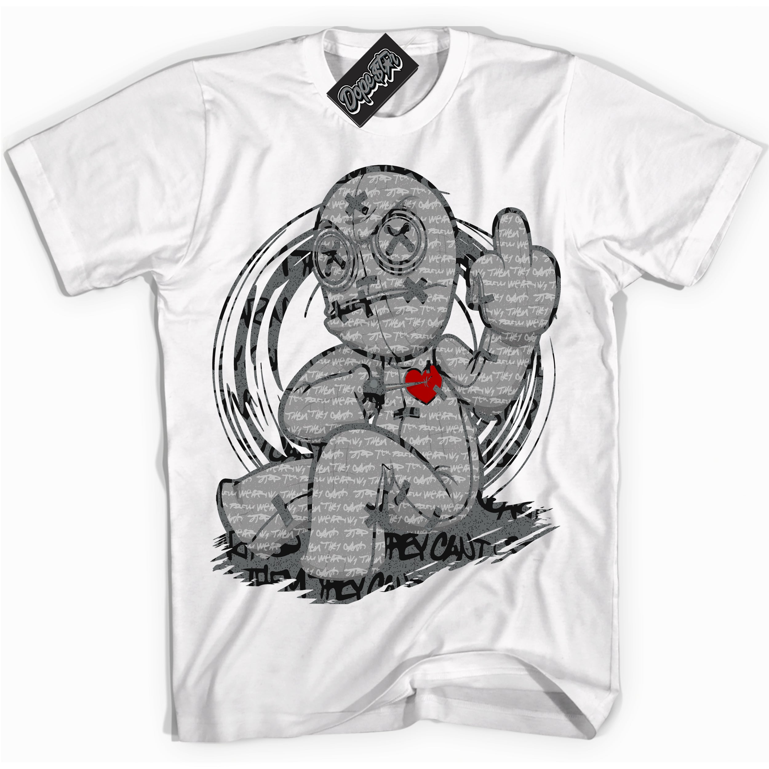 Cool White Shirt with “ VooDoo Doll ” design that perfectly matches Rebellionaire 1s Sneakers.