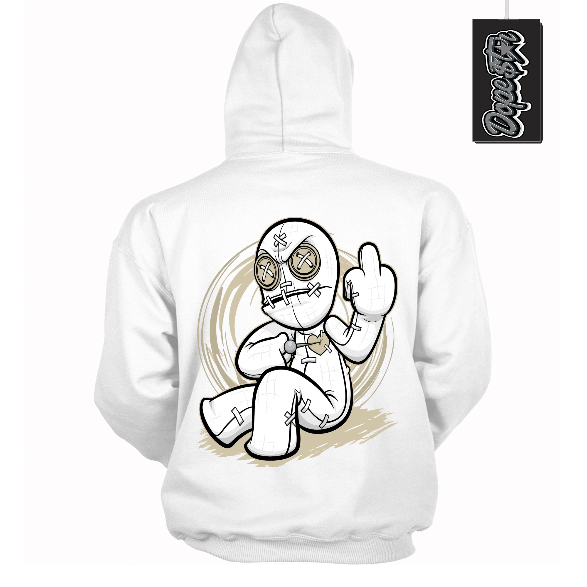 Cool White Hoodie with “ VooDoo Doll ”  design that Perfectly Matches Gratitude 11s Sneakers.