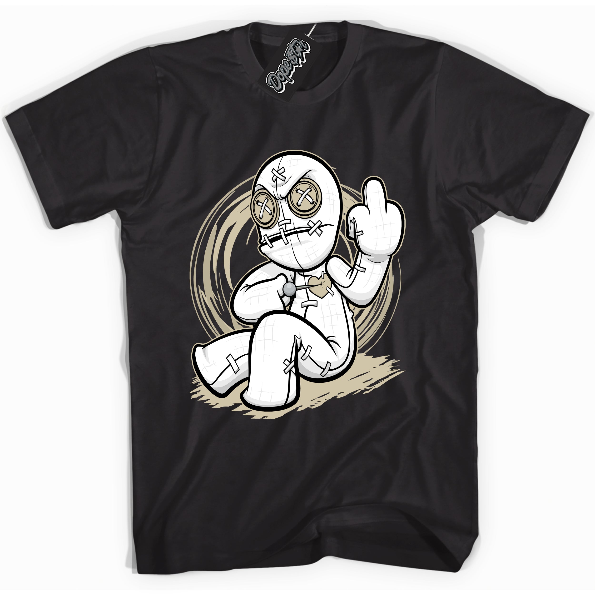 Cool Black Shirt with “ VooDoo Doll” design that perfectly matches Gratitude 11s Sneakers.