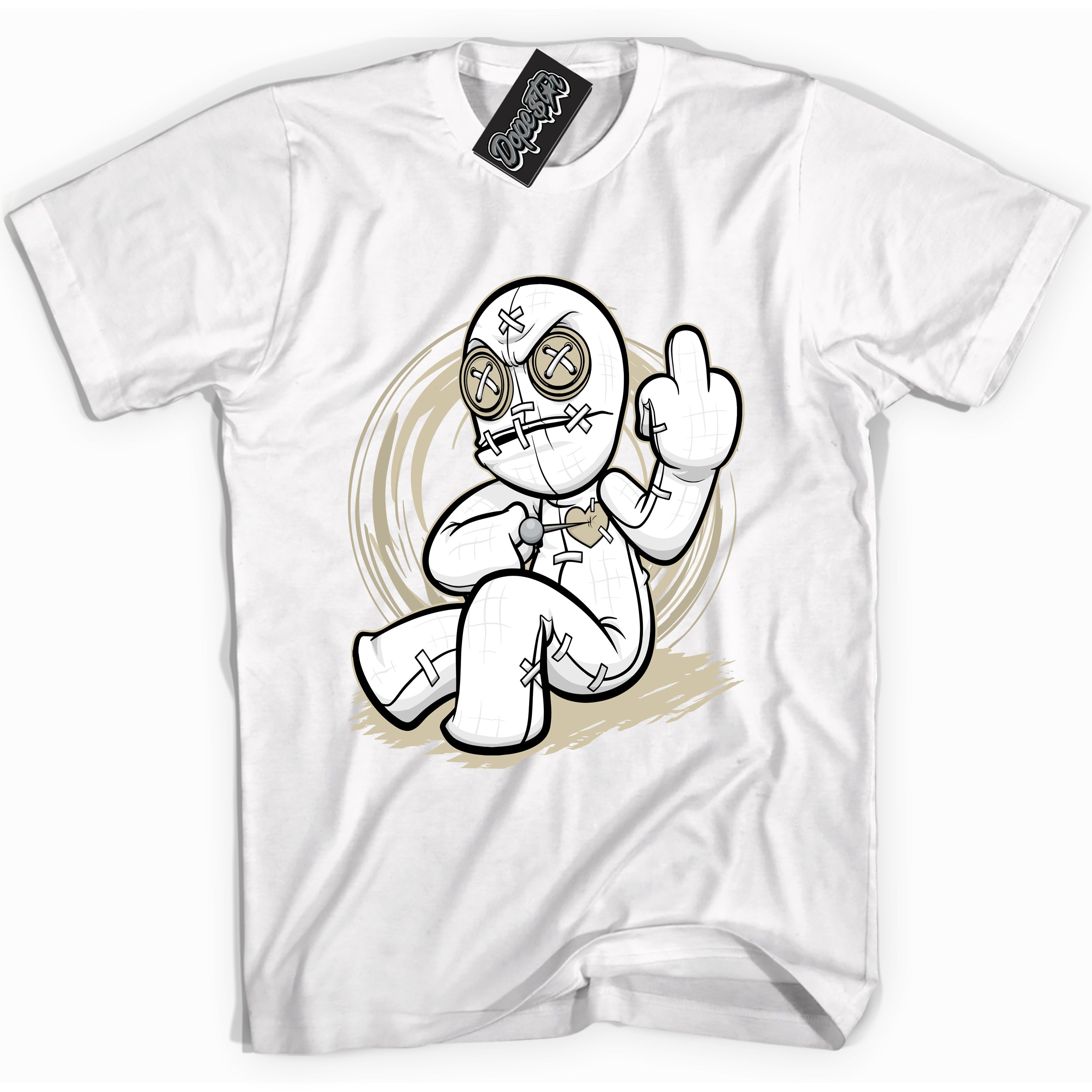 Cool White Shirt with “ VooDoo Doll” design that perfectly matches Gratitude 11s Sneakers.