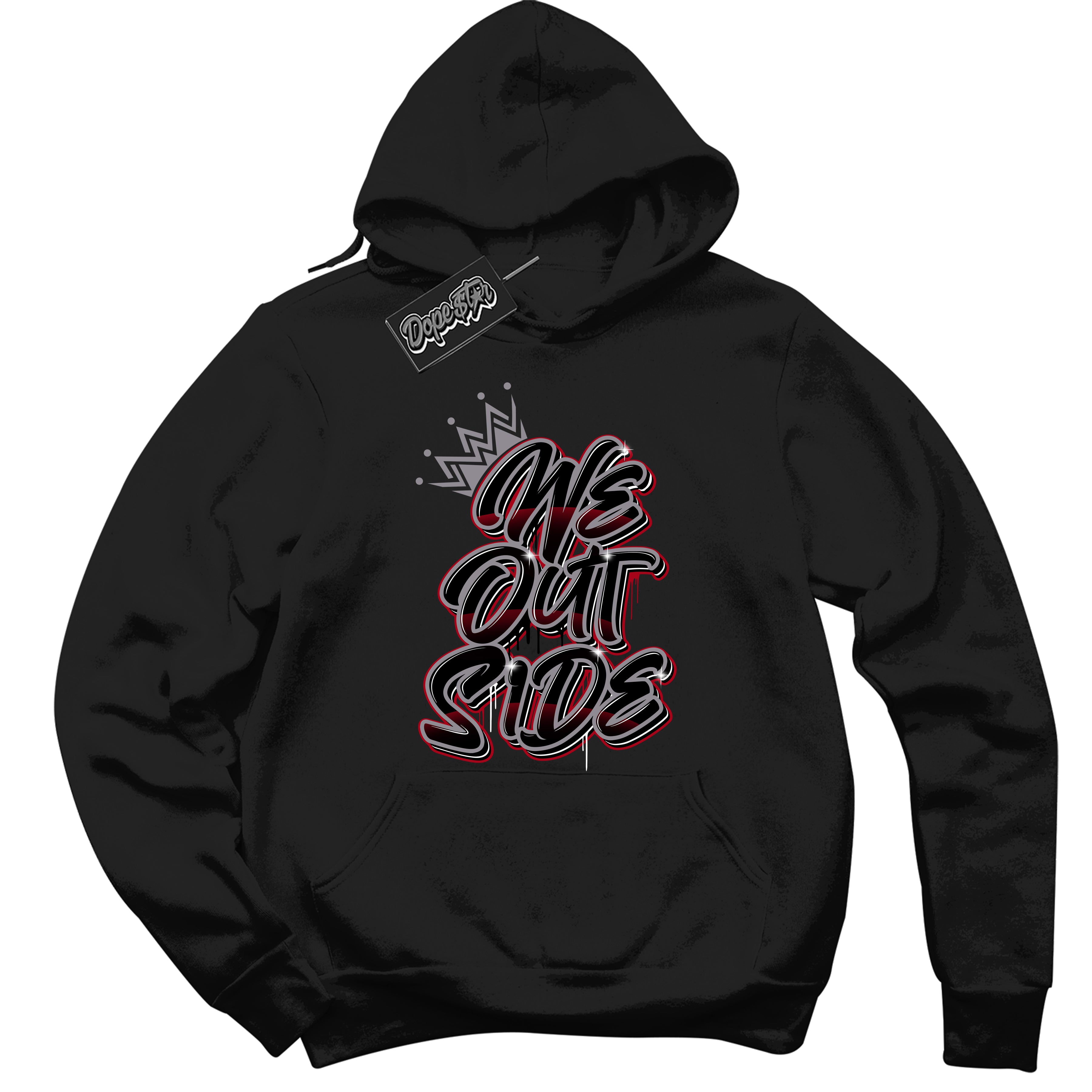 Cool Black Hoodie with “ We Outside ”  design that Perfectly Matches  Bred Reimagined 4s Jordans.