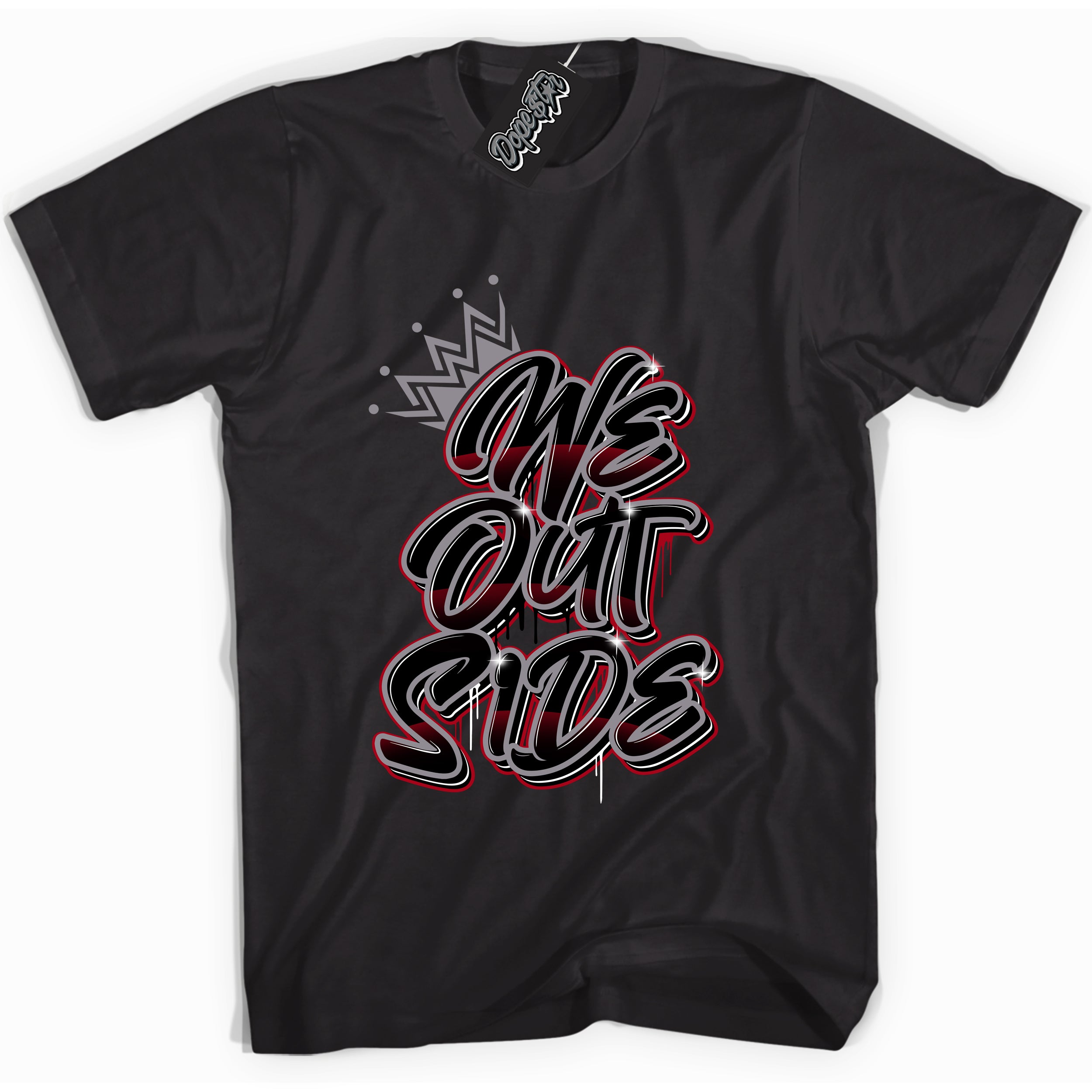 Cool Black Shirt with “ We Outside” design that perfectly matches Bred Reimagined 4s Jordans.