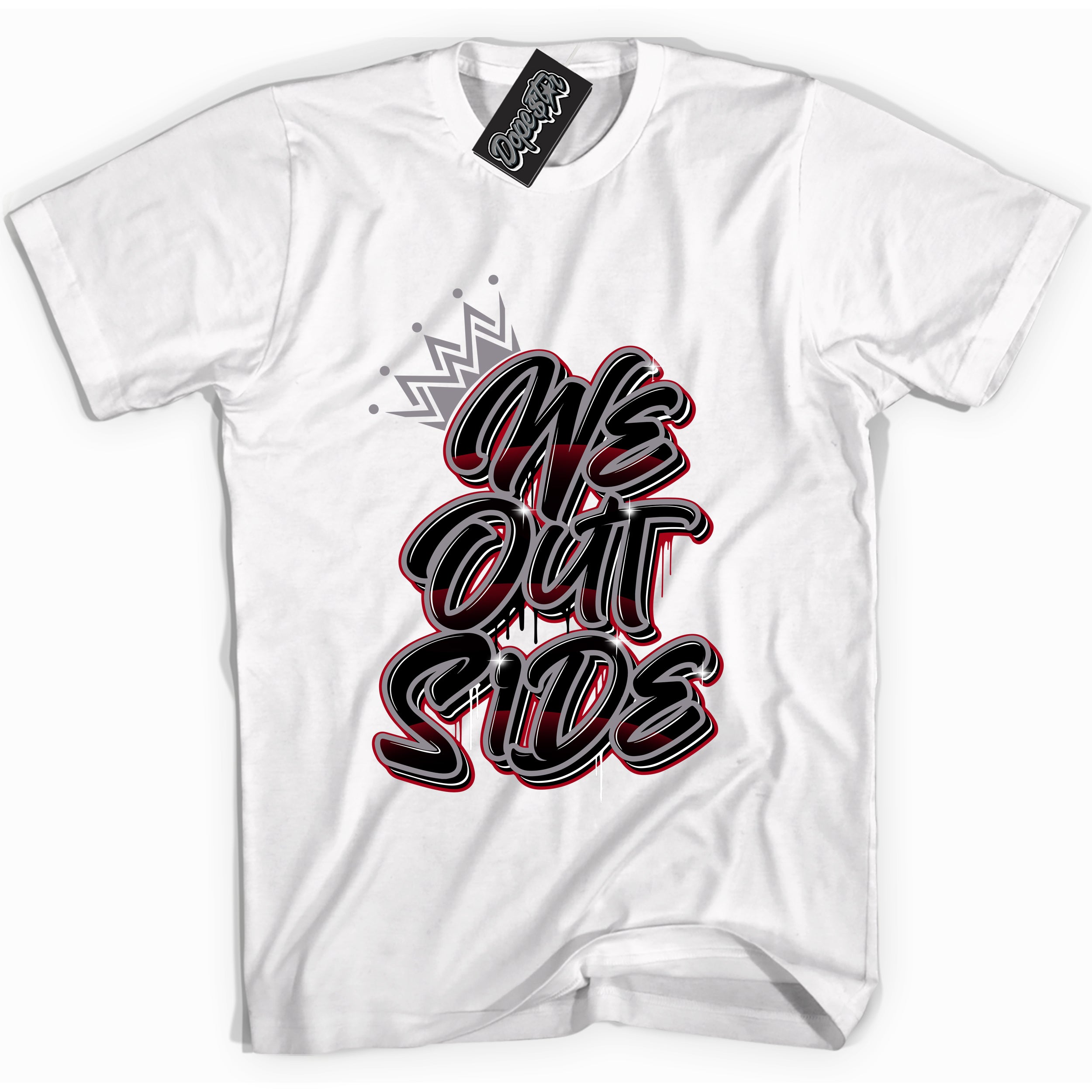 Cool White Shirt with “ We Outside” design that perfectly matches Bred Reimagined 4s Jordans.