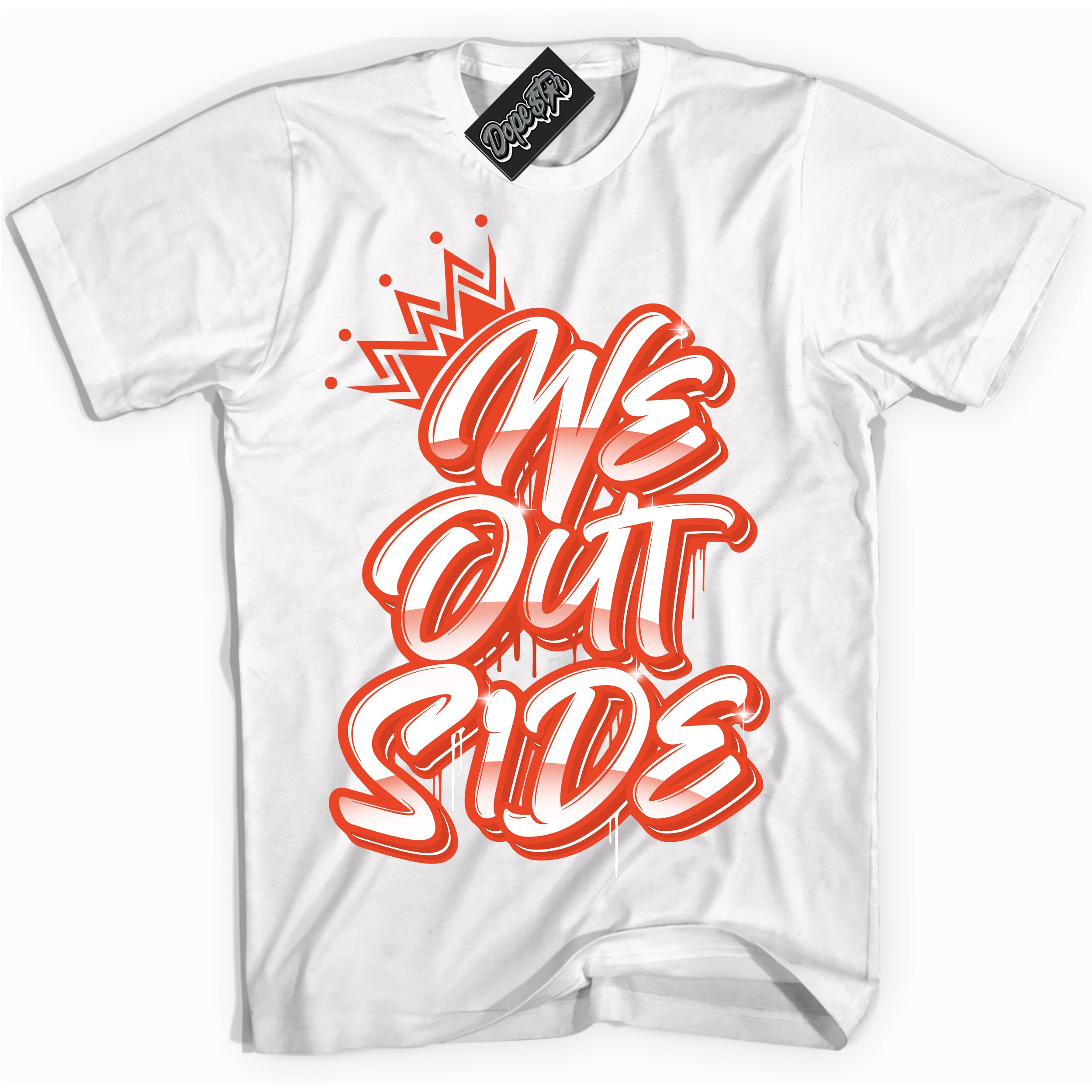 Nike Dunk Low Retro Cosmic Clay 'We Outside' Shirt - White Streetwear Mockup | Sneakerhead T-Shirt Matching Nike Dunk Low Retro Cosmic Clay | Limited Edition Urban Streetwear for Sneaker Matching OOTD | Outfits that pair perfectly with your ND Low Retro Cosmic Clay | Sneakerhead Fashion Must-Have Apparel for Men and Women