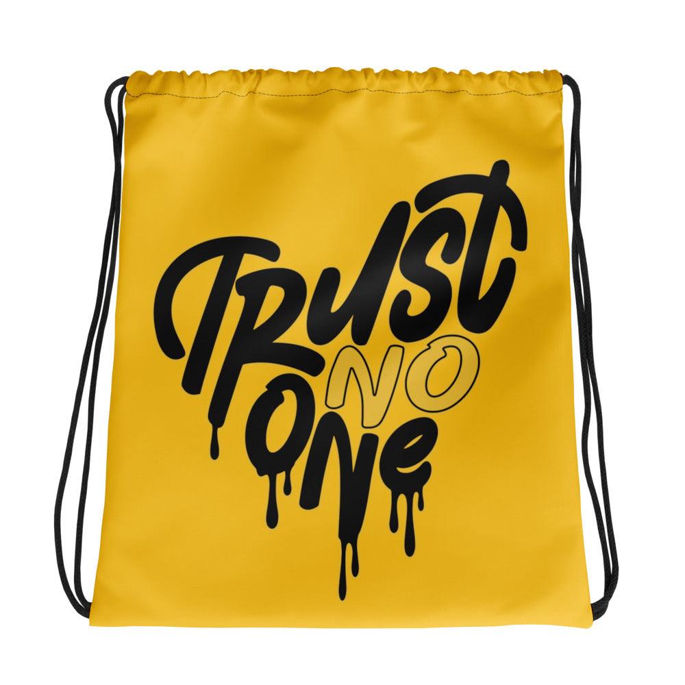 12 Black Taxi Drawstring Bag Trust No One Heart