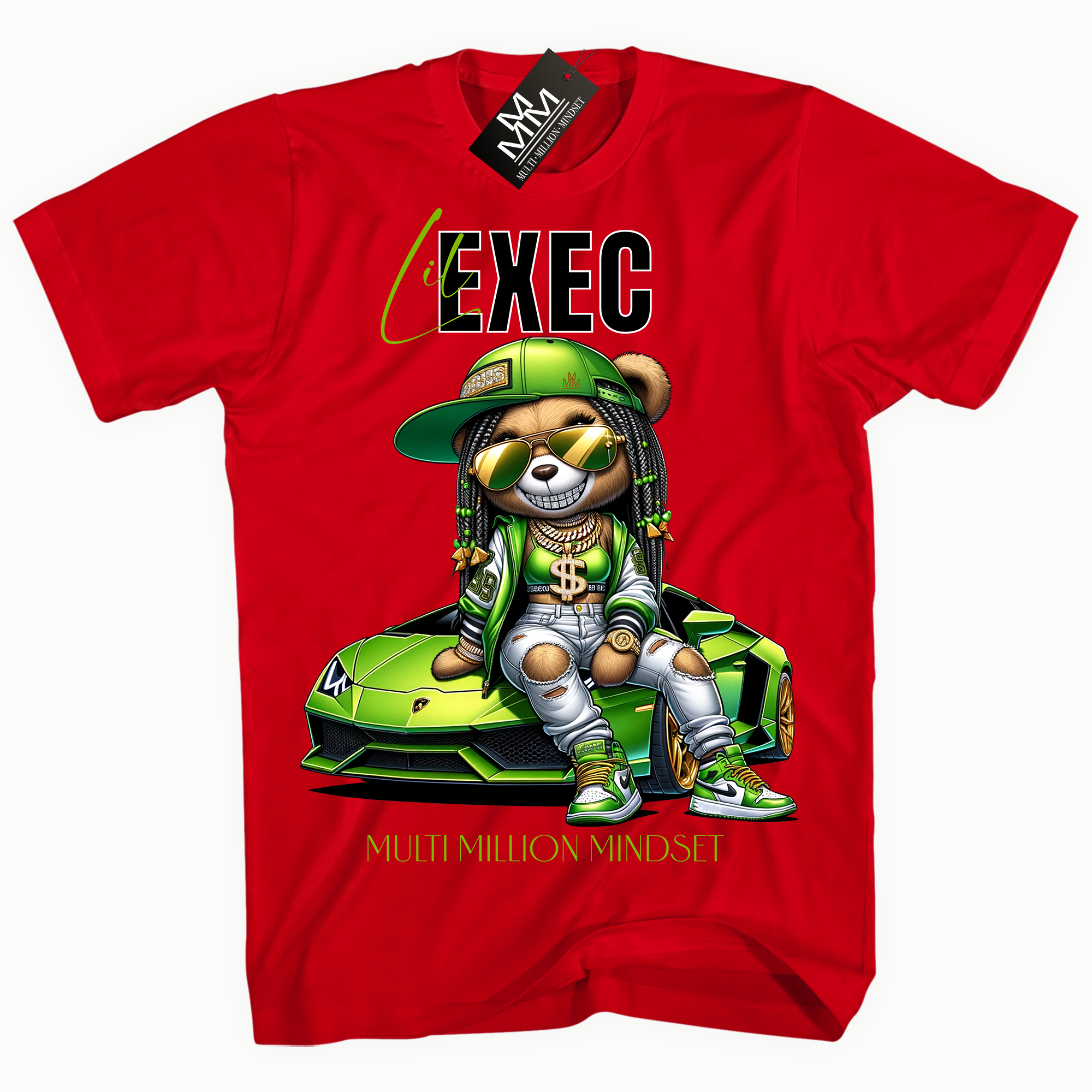 Mind Blowin lil EXEC® Millionaire Bling Girl Graphic Red Tee By Multi Million Mindset®