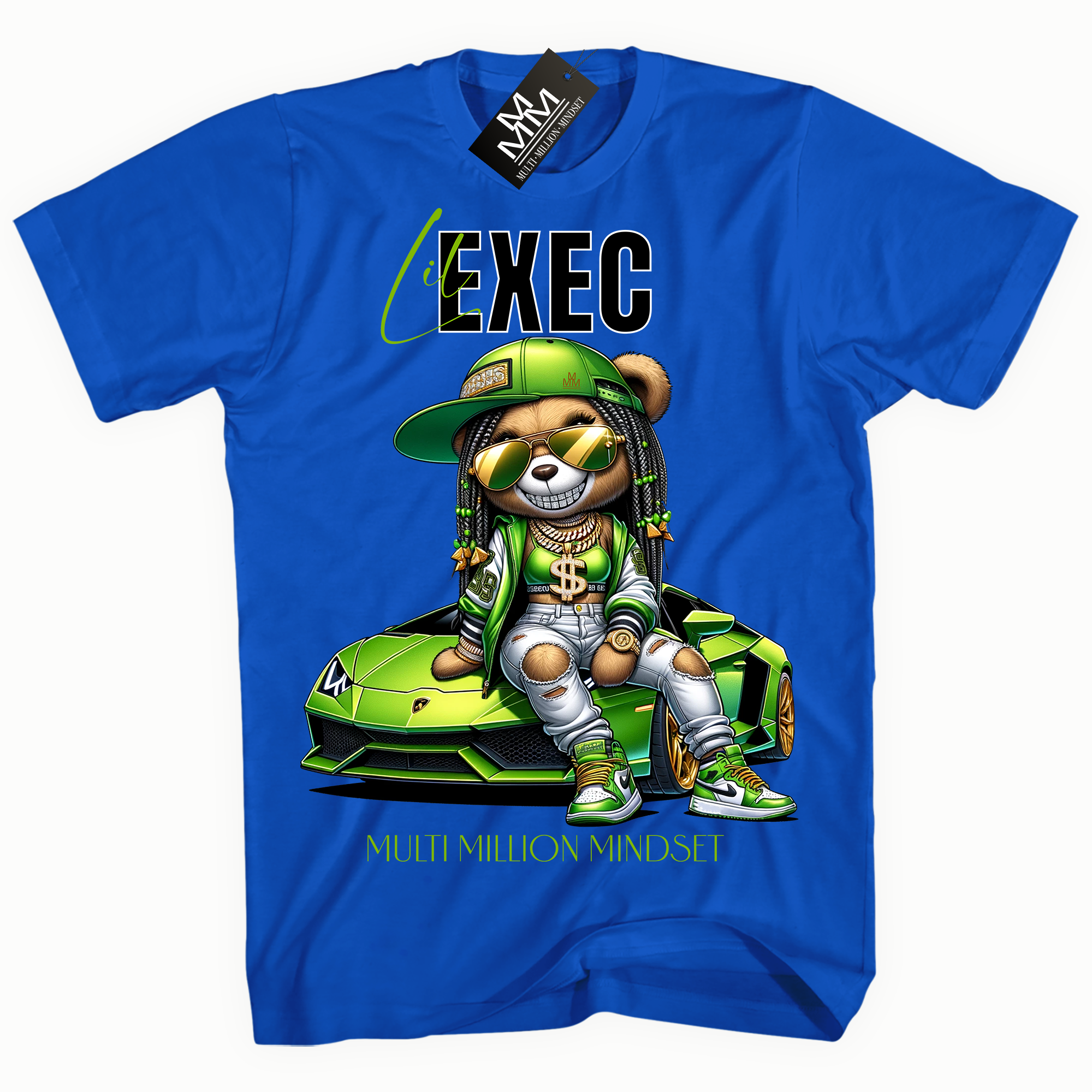 Mind Blowin lil EXEC® Millionaire Bling Girl Graphic Royal Tee By Multi Million Mindset®