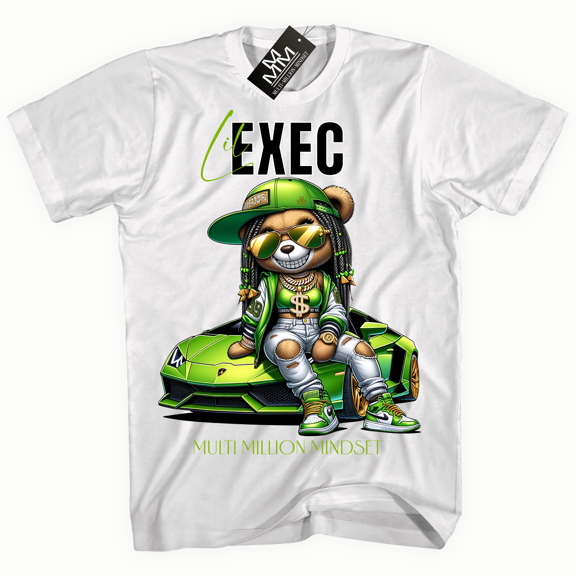 Mind Blowin lil EXEC® Millionaire Bling Girl Graphic White Tee By Multi Million Mindset®
