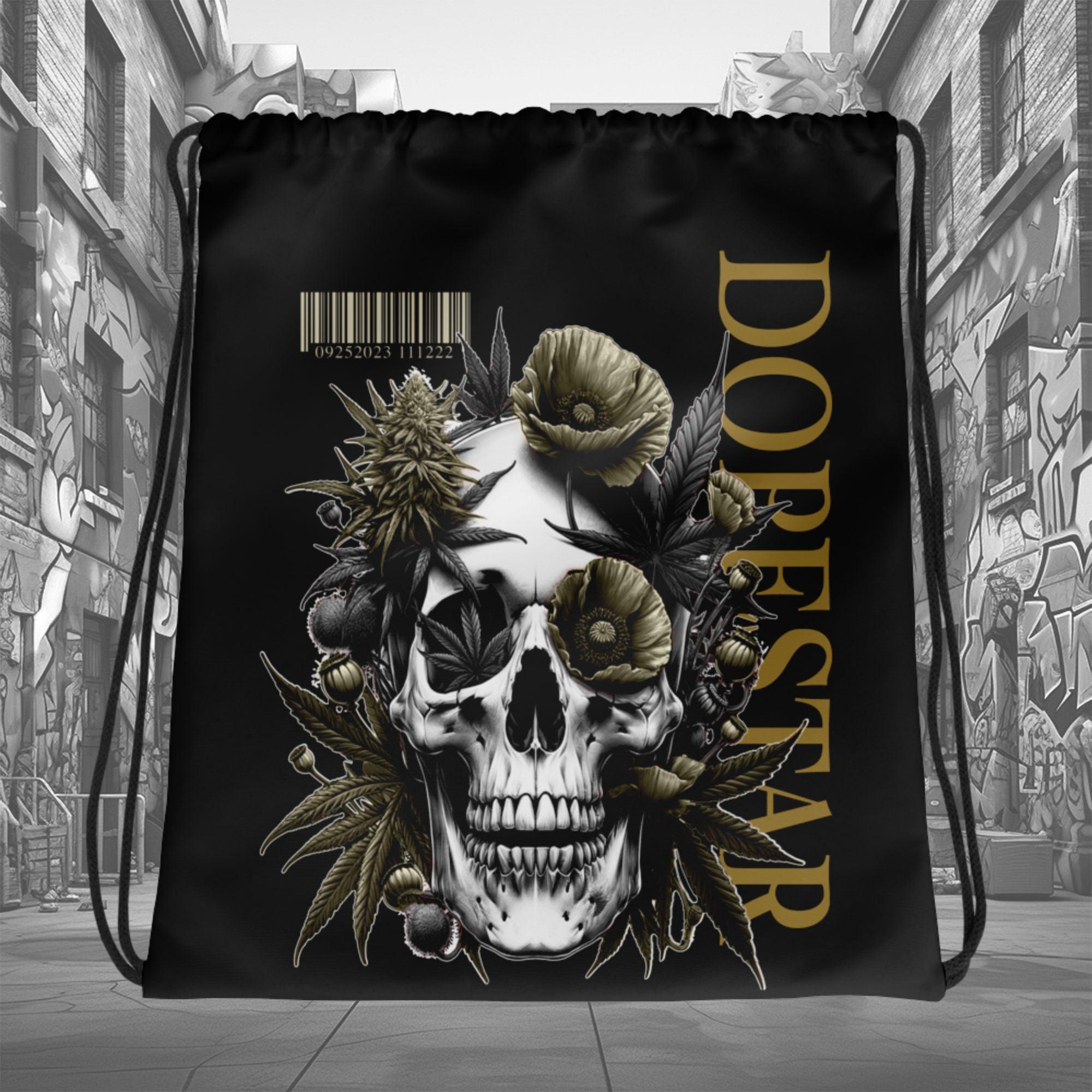 Amazing Black Skull Cannabis Poppies Drawstring Bag Air Jordan 1 High Zoom Comfort 2 Dia de Muertos photo.