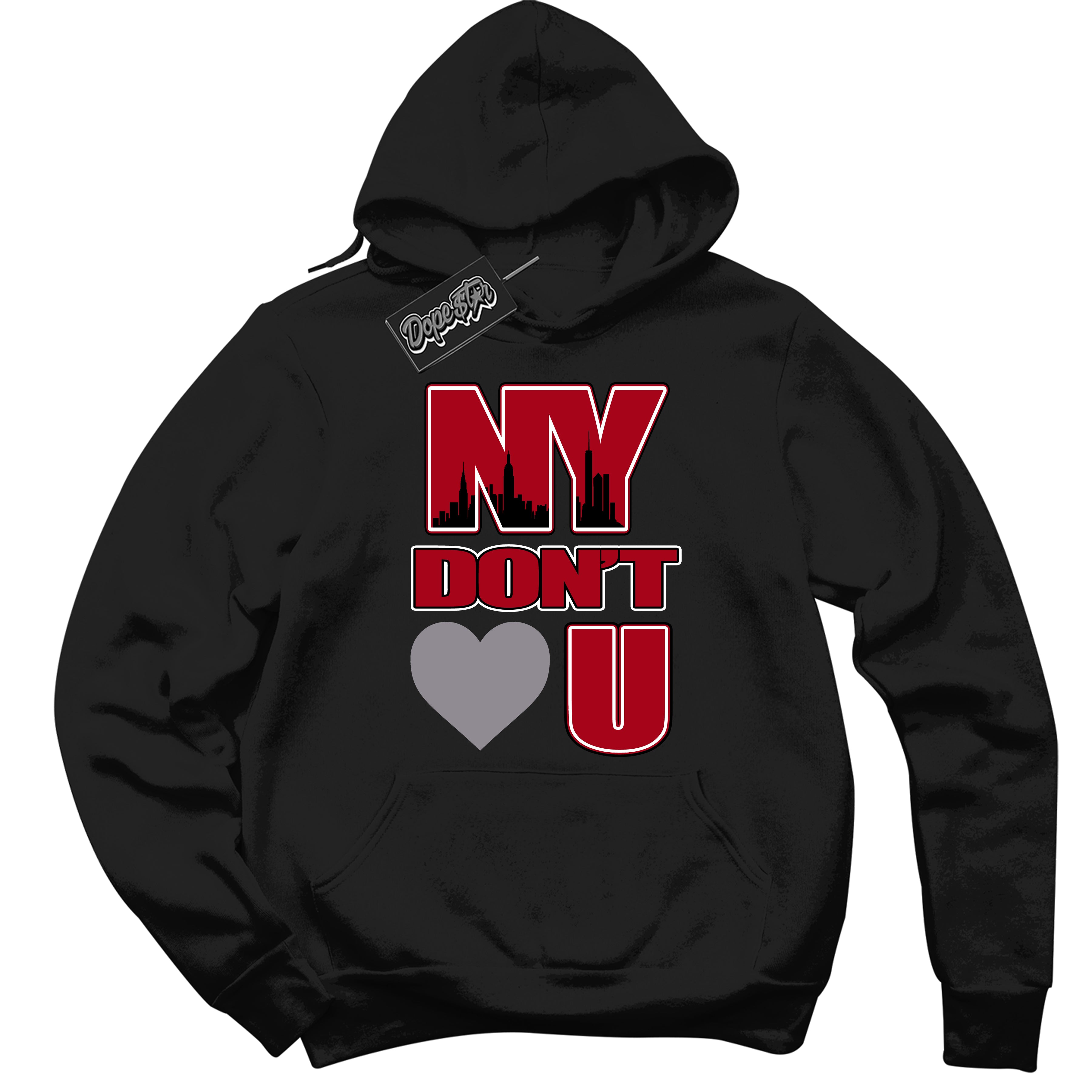 Cool Black Hoodie with “ NY Don't Love You ”  design that Perfectly Matches  Bred Reimagined 4s Jordans.