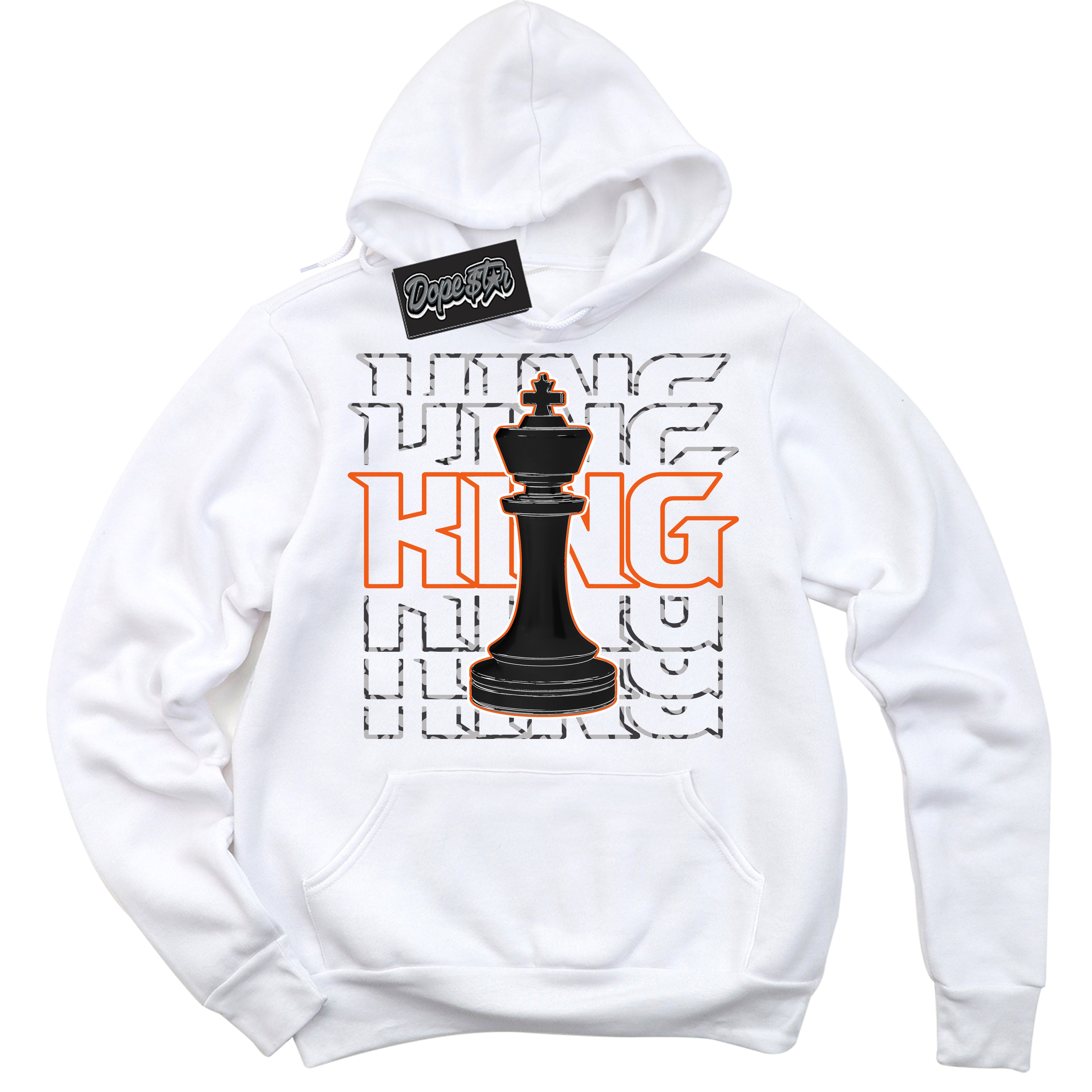 Cool White Graphic DopeStar Hoodie with “ King Chess “ print, that perfectly matches Fear Pack 3s sneakers