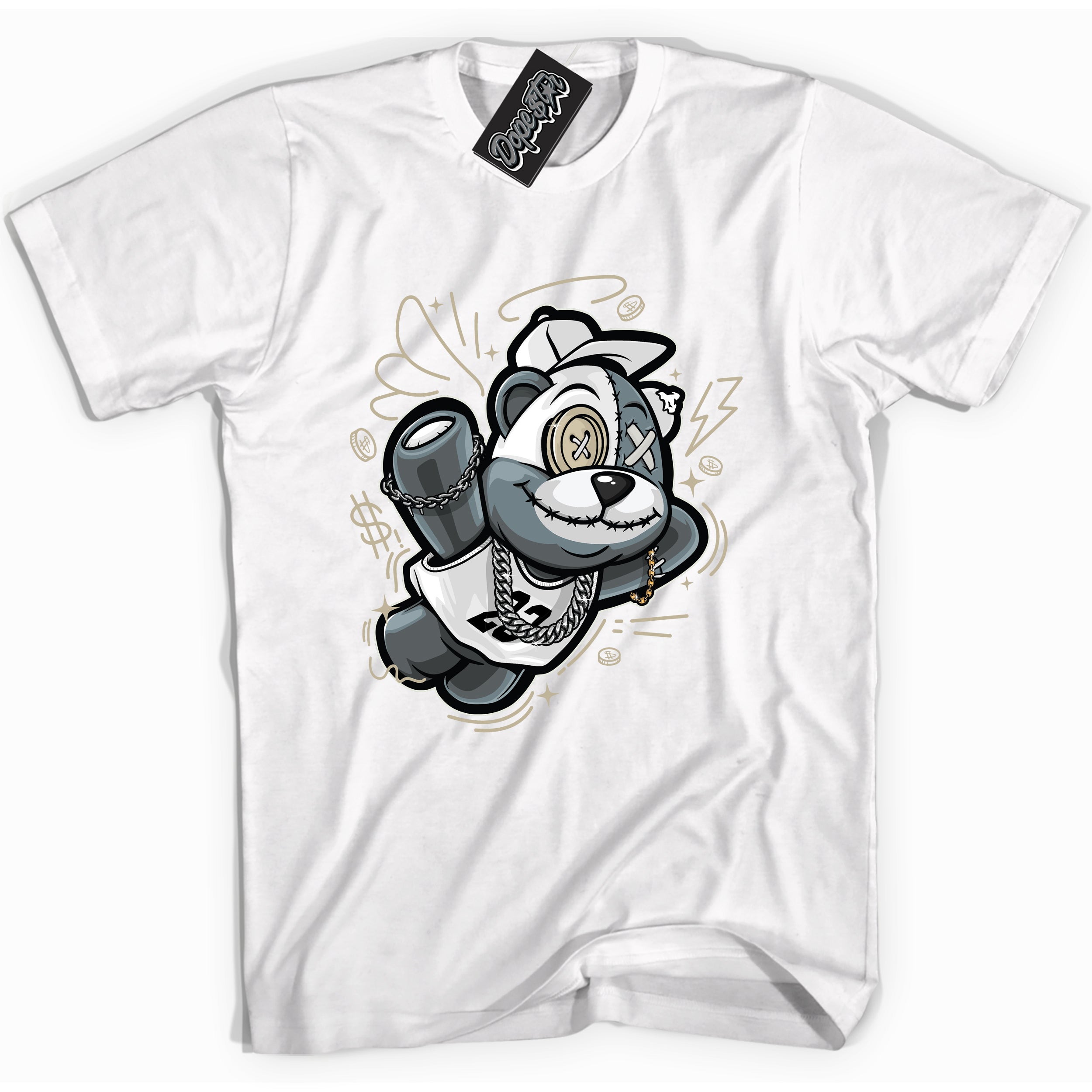 Cool White Shirt with “ Slam Dunk Bear” design that perfectly matches Gratitude 11s Sneakers.