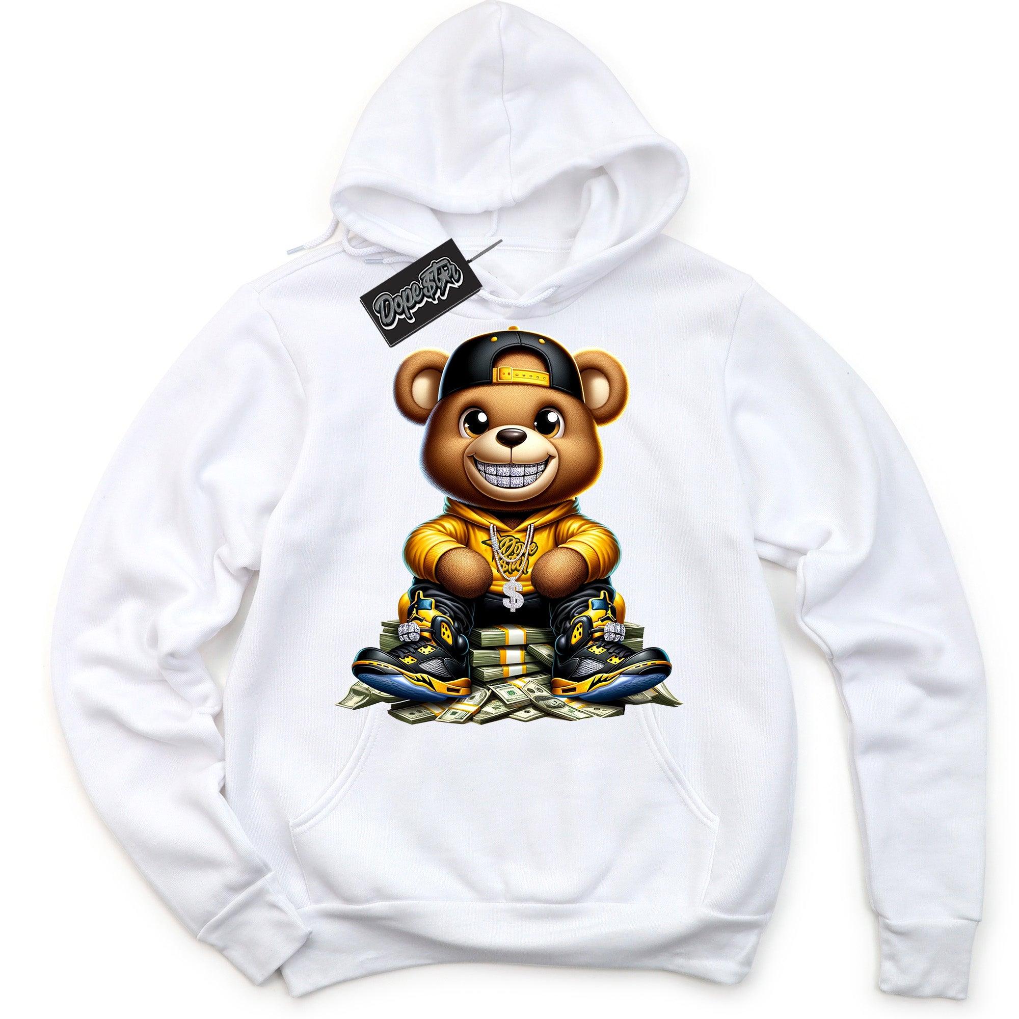 Cool White Graphic Hoodie with “ Dope Star Bear “ print, that perfectly matches Air Jordan 12 BLACK TAXI sneakers