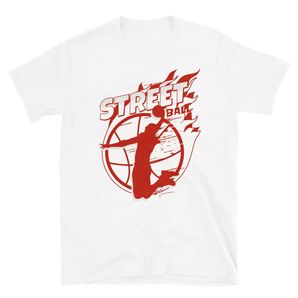 Nike Dunk High White Picante Red - Street Ball - Sneaker Shirts Outlet