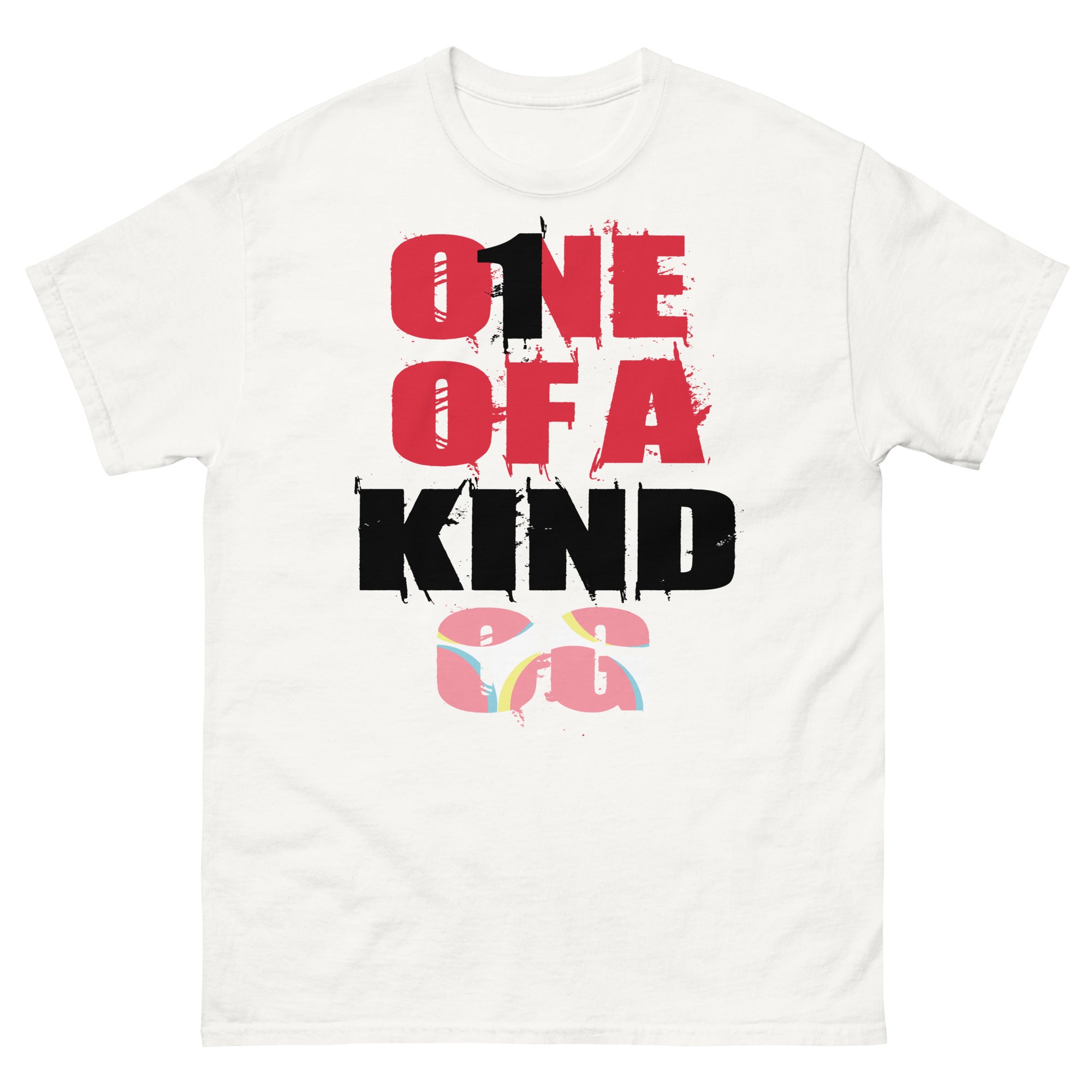 Cool White graphic tee with “ One Of A Kind ” design, that perfectly matches Spider-Verse 1s sneakers 