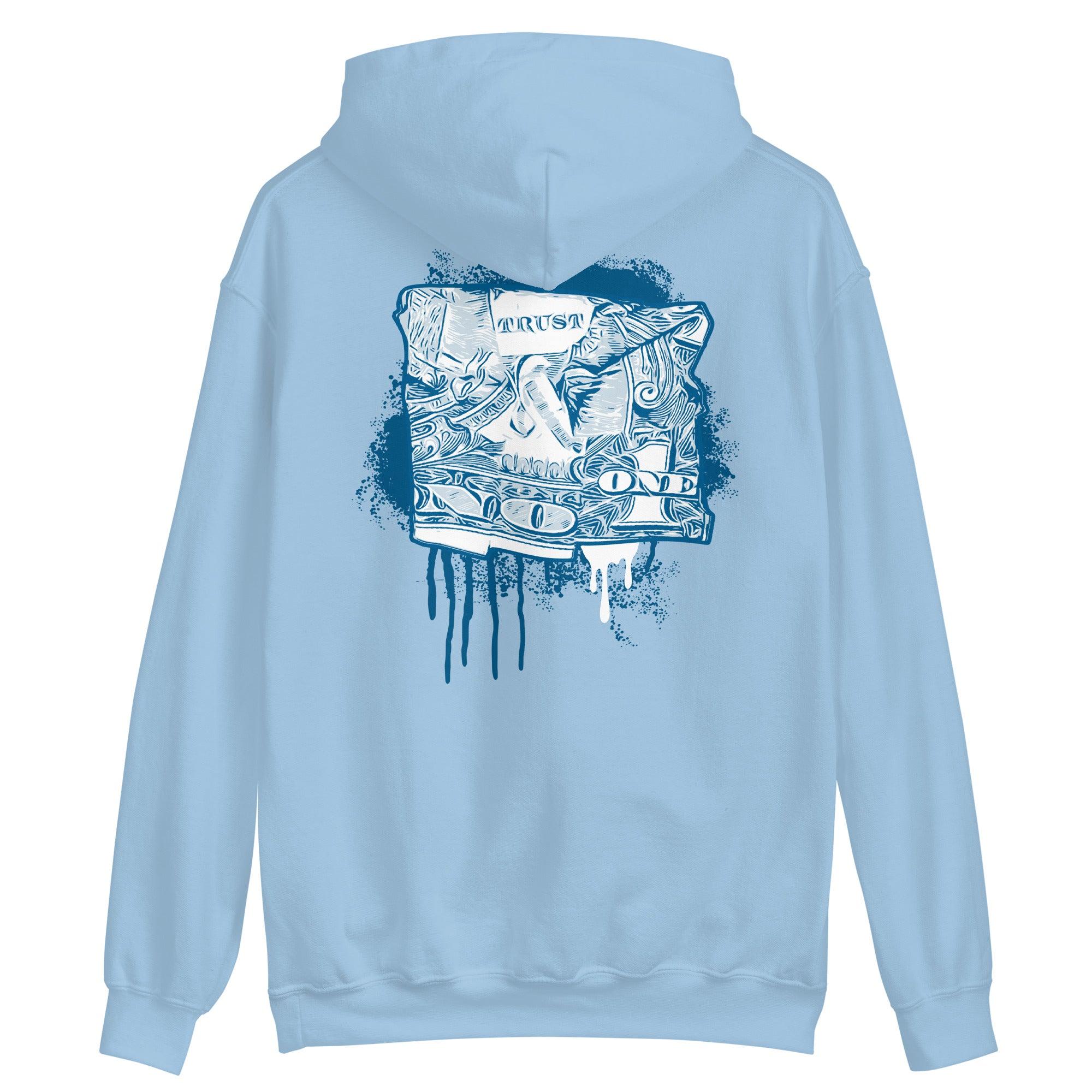 1 Low Marina Blue Hoodie Trust No One Dollar - Sneaker Shirts Outlet