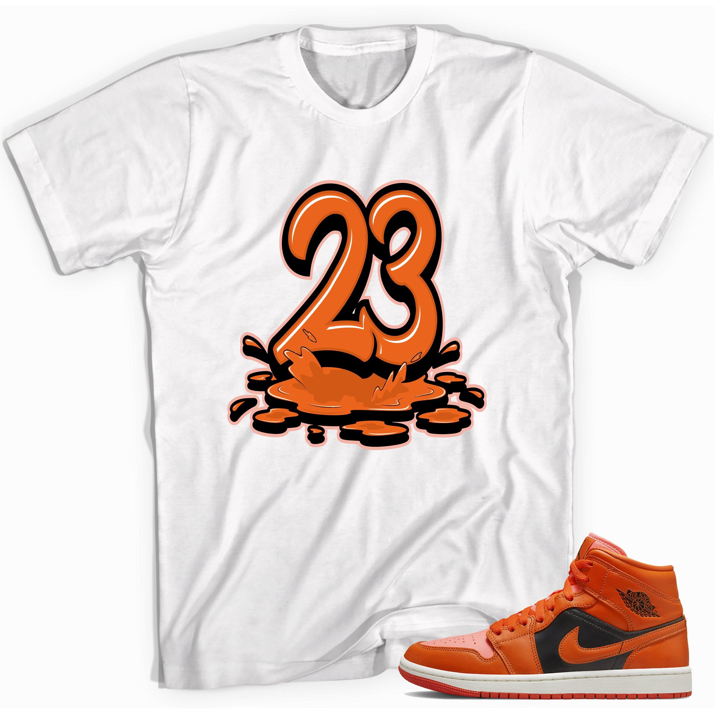 Number 23 Melting Shirt AJ 1 Mid Orange Black photo