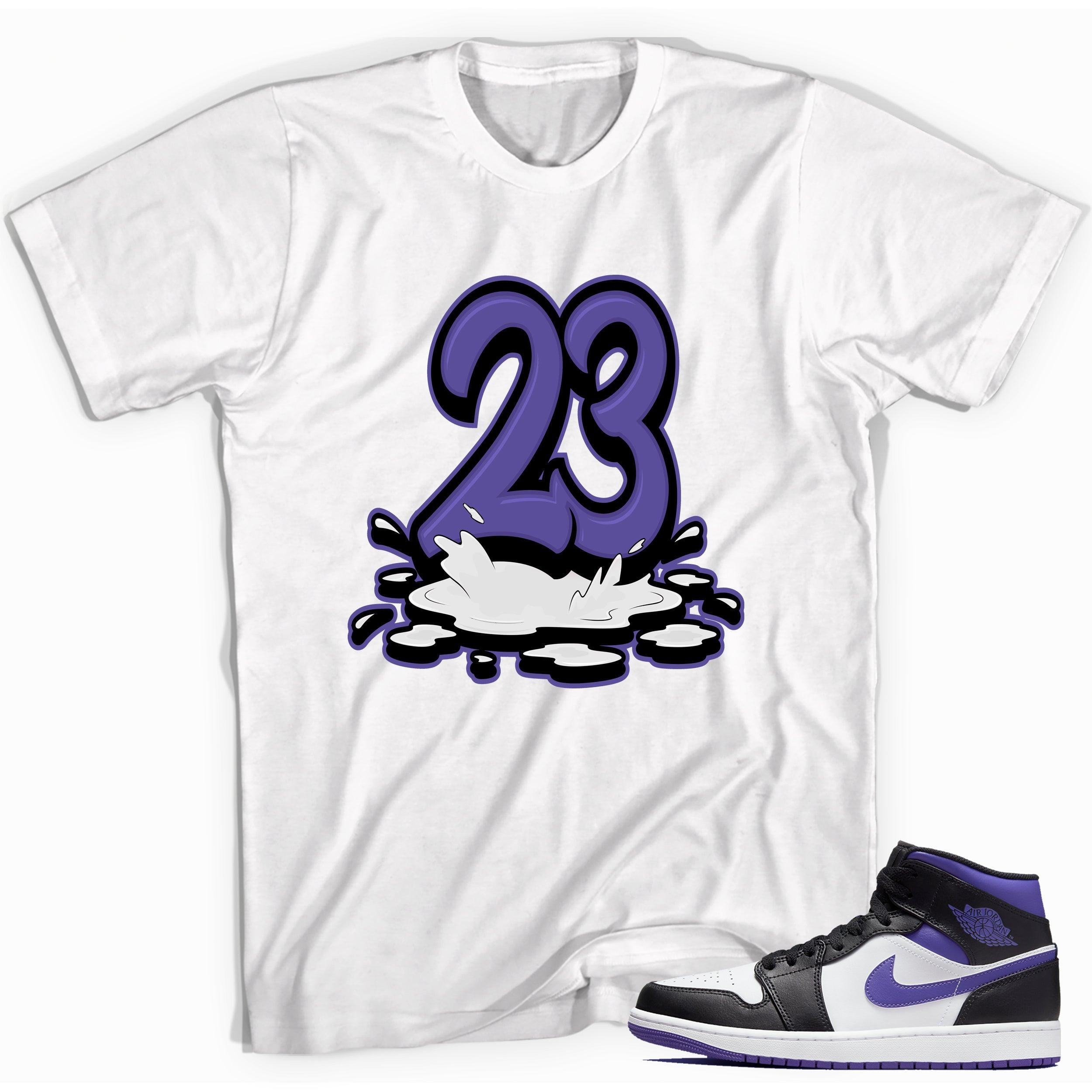 Number 23 Melting Shirt AJ 1 Mid White Black Purple photo