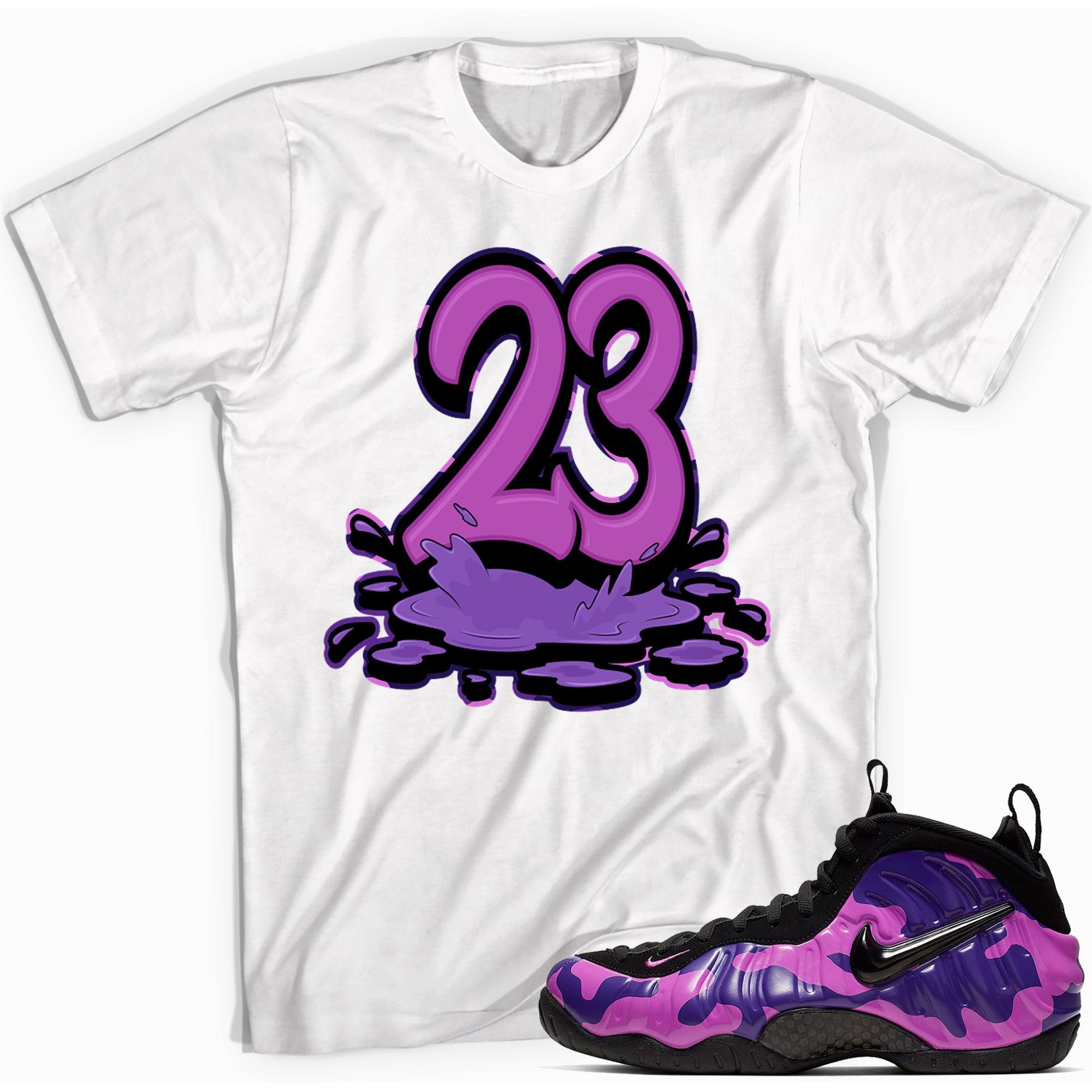 Number 23 Melting Shirt Air Foamposite One Purple Camo photo