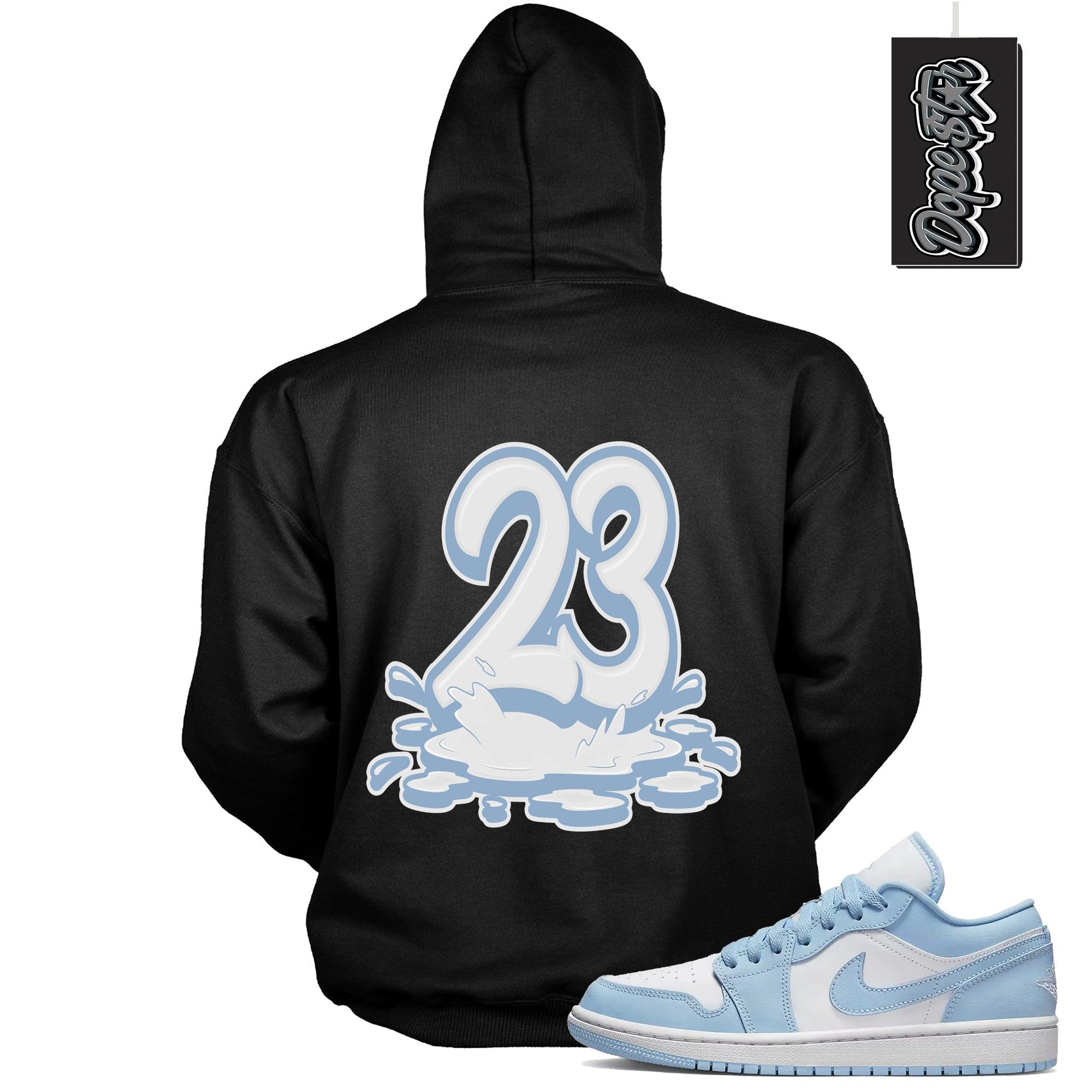 Cool Black Graphic Hoodie with “ Number 23 Melting " print, that perfectly matches AJ 1 Low Aluminum sneakers