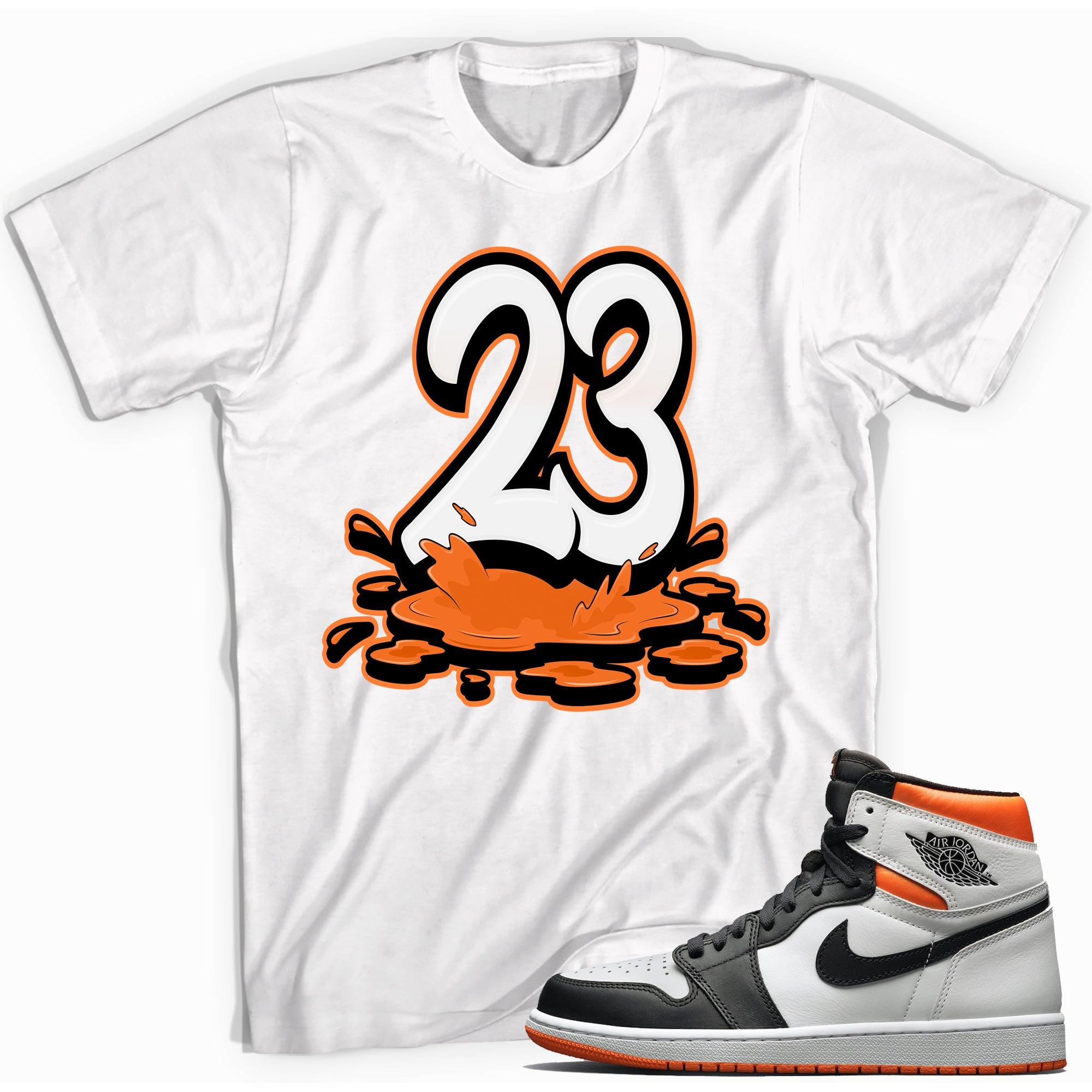 Number 23 Melting Shirt AJ 1 Retro High Electro Orange photo